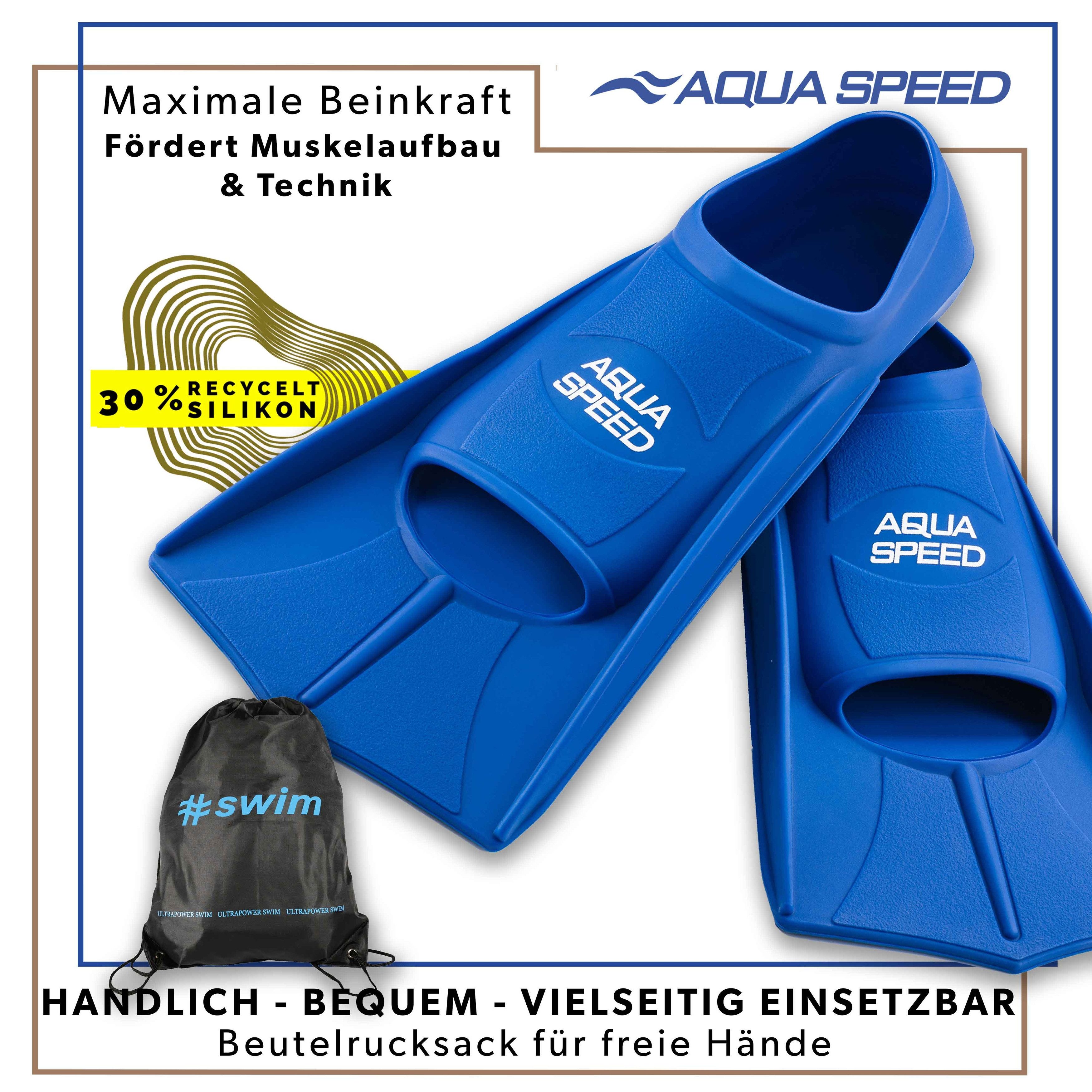 Aqua Speed Flosse Kurze Trainingsflossen Hoher Vortrieb Perfekt für Schwimmtraining, Maximale Kraftübertragung durch verstärkte Seitenelemente