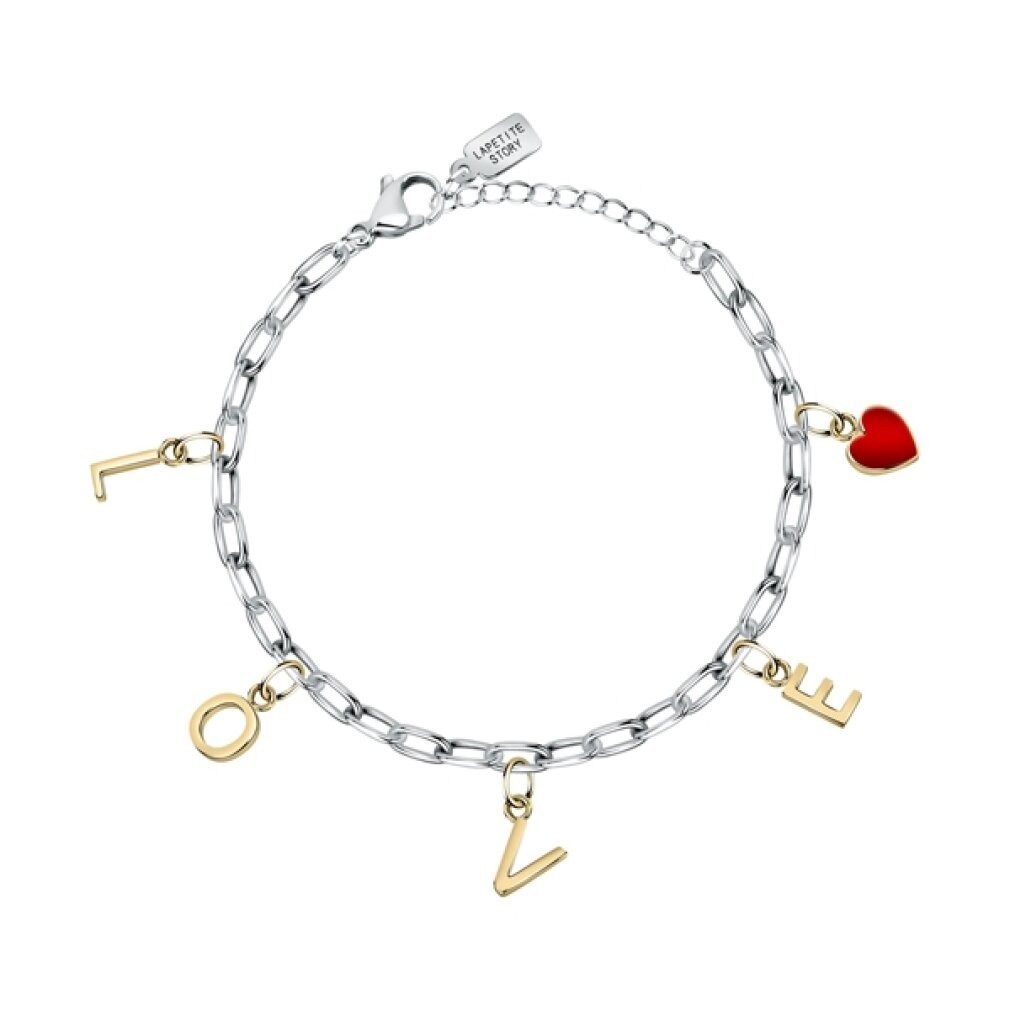 Armband Pùvabný ocelový náramek s pøívìsky Love LPS05ASD34