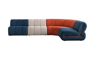 JVmoebel Ecksofa Wohnzimmer Dreifarbiges Ecksofa L-Form Textilcouch Designer Polster, 1 Teile, Made in Europa