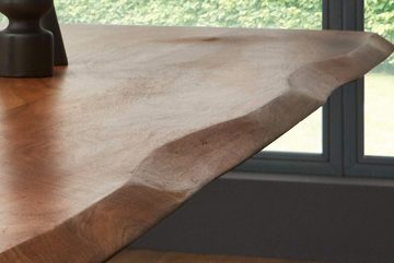 SAM® Esstisch Spencer, massives Akazienholz, 35mm mit Baumkante und Spider-Gestell schwarz