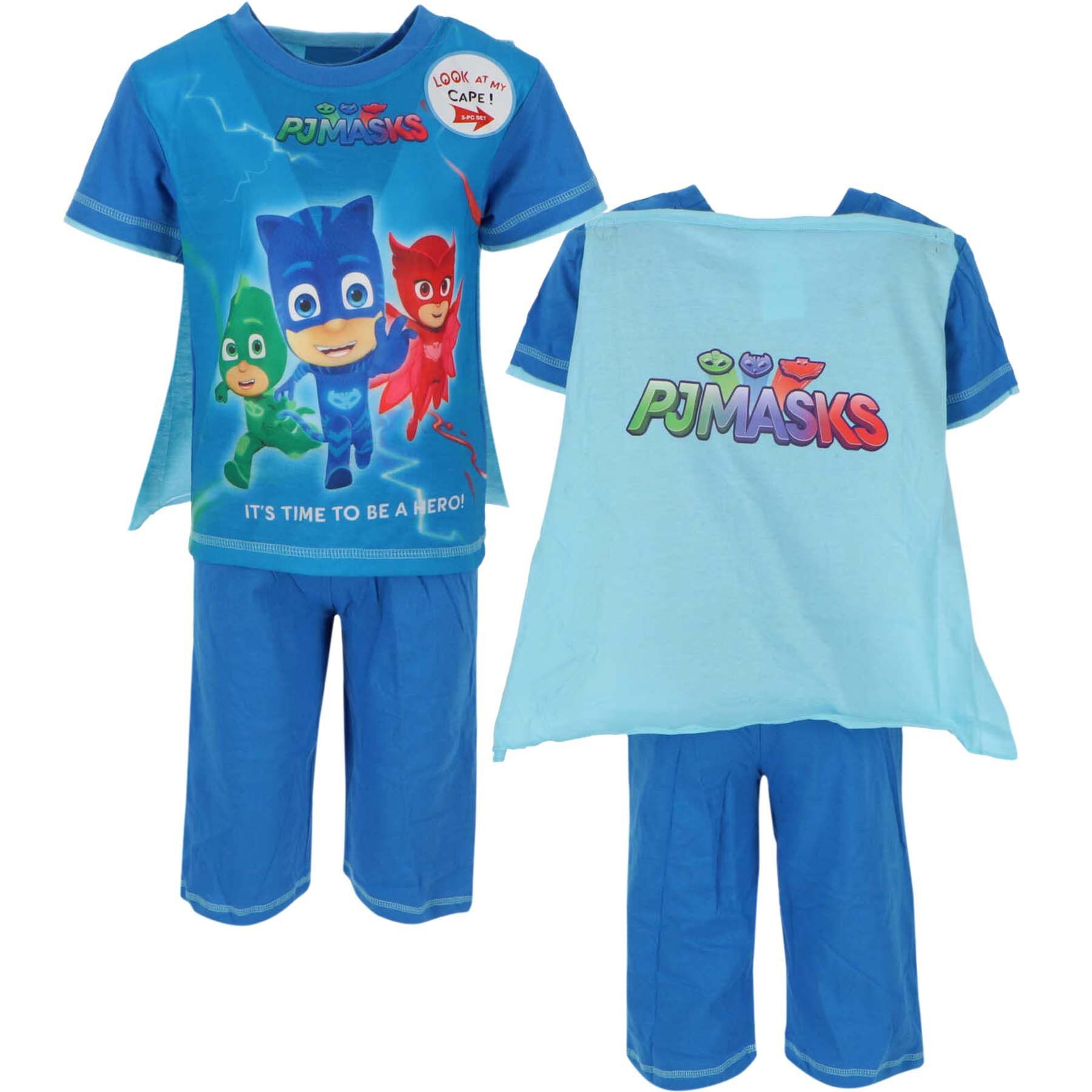PJ Masks Pyjama PJ Masks 2-teiliges Set T-Shirt mit Umhang und kurze Hose für Kinder