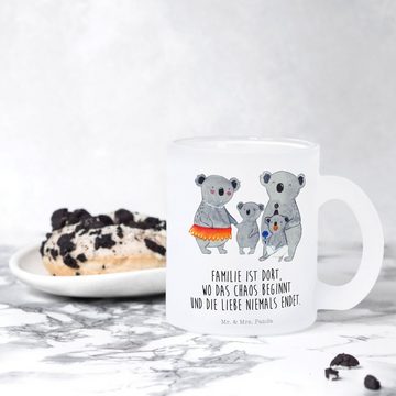 Mr. & Mrs. Panda Teeglas Koala Familie - Transparent - Geschenk, Tasse, Teetasse, Familienlebe, Premium Glas, Liebevolle Gestaltung