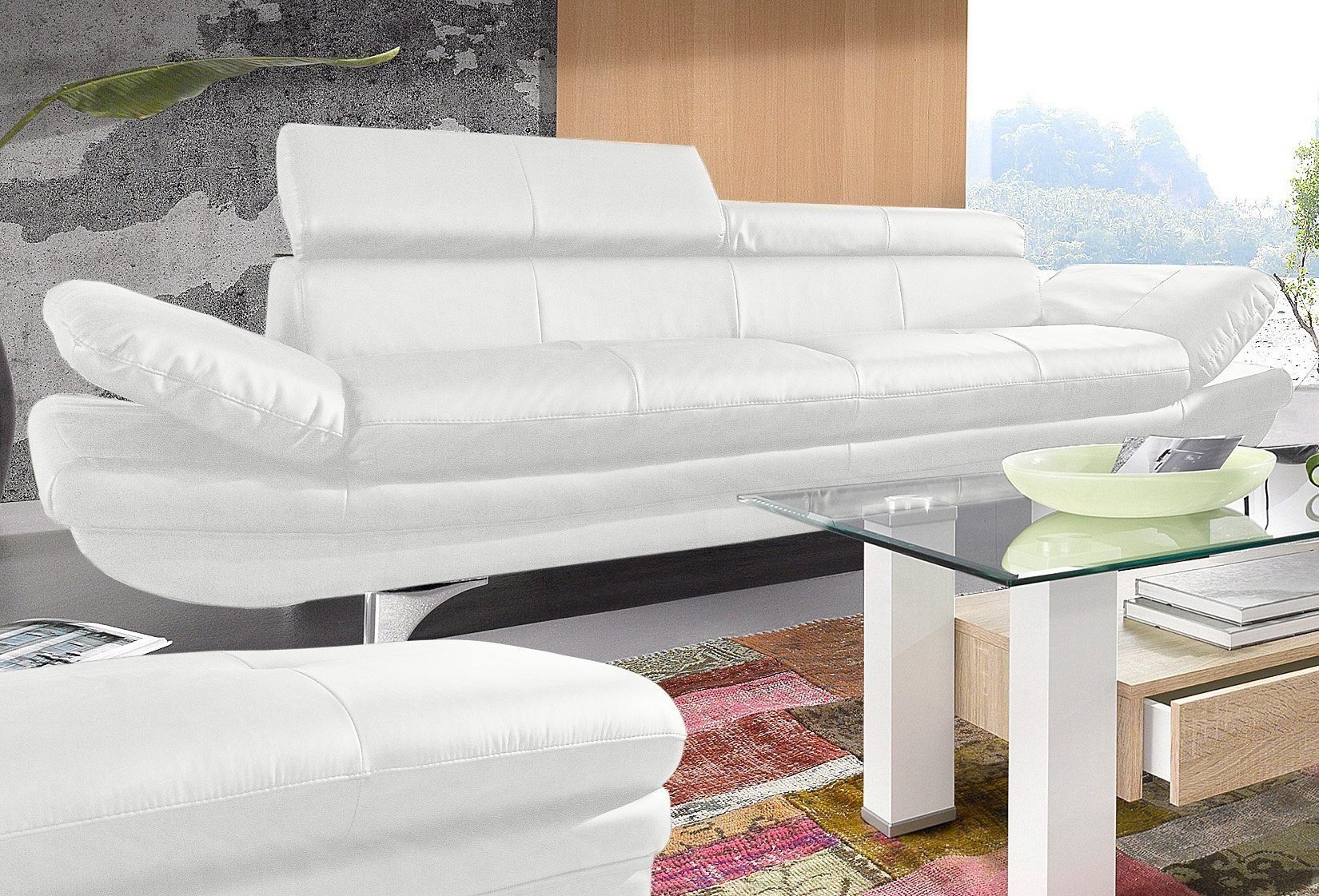 COTTA Polstergarnitur Enterprise, (Set), Set bestehend aus: 3-Sitzer mit Arm- & Kopfteilverstellung & Hocker