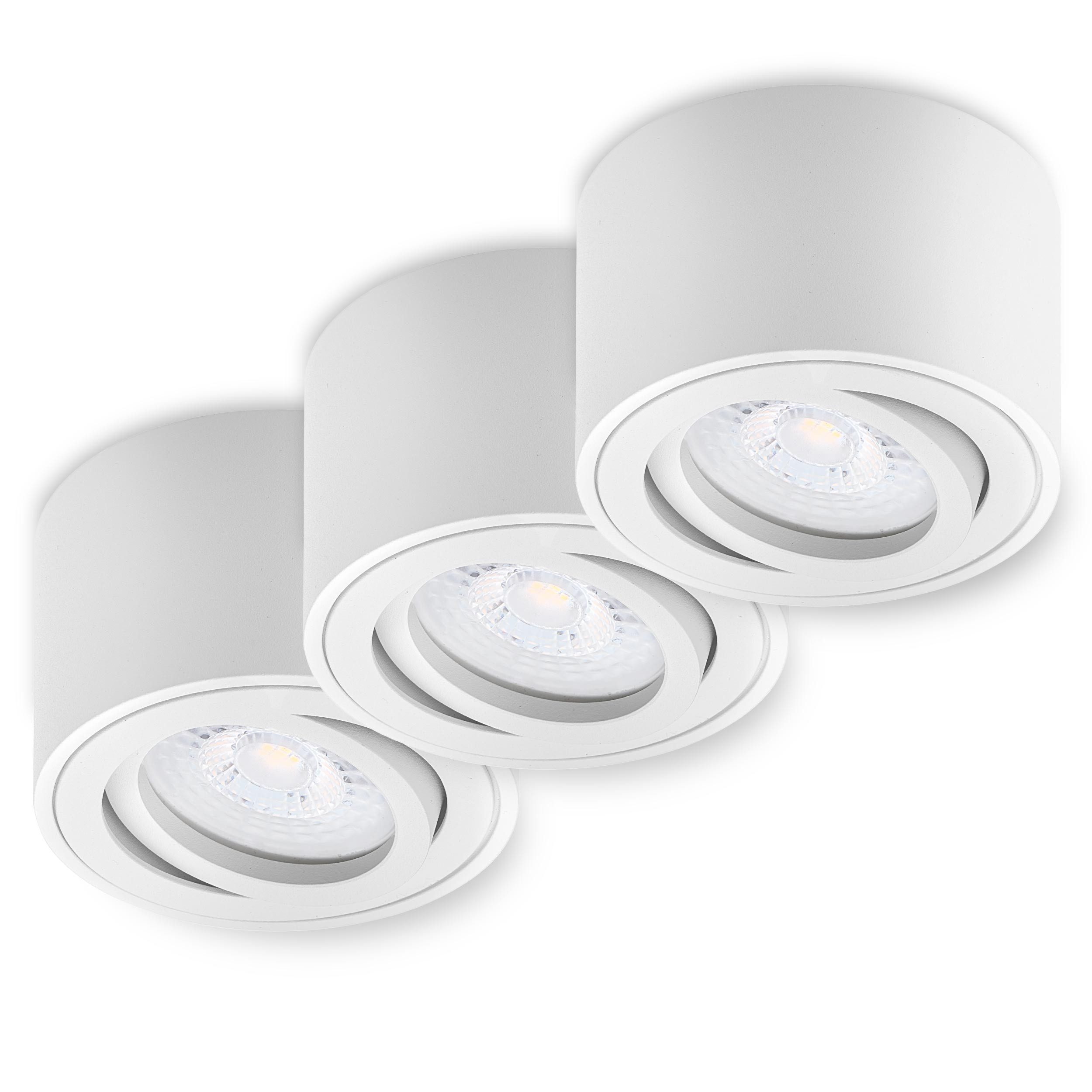 Oktaplex lighting LED Deckenstrahler Lile Aluminium Aufbauspot weiß, inklusive Leuchtmittel, warmweiß, 3000K 345lm 1,9W Deckenspot 230V
