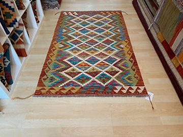 Orientteppich Kelim Teppich Handgewebt aus reiner Schurwolle 162x100 Bio, Morgenlandbazar, Höhe: 4 mm, Handgewebt
