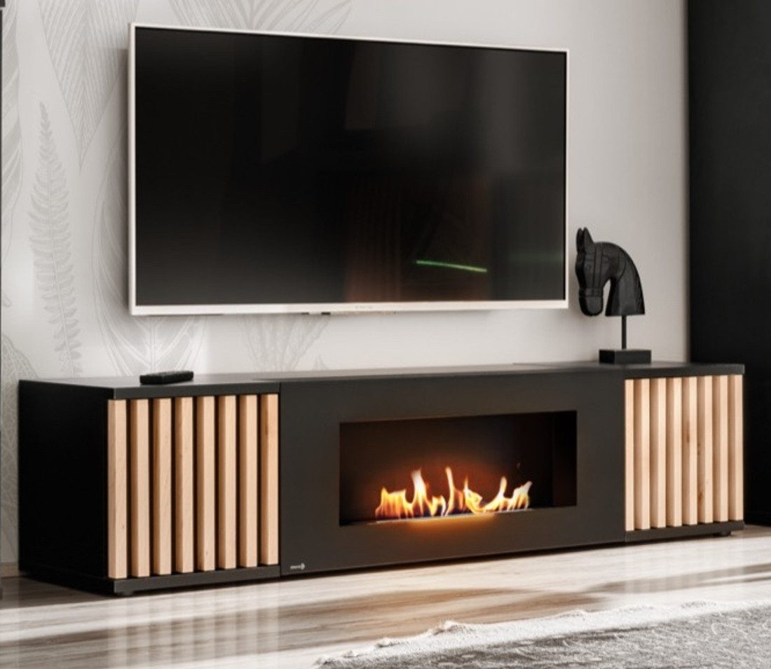 Furn.Design Lowboard Morgan (TV Unterschrank mit integriertem Kamin, B/H ca.: 163/42 cm), mit 3D Lamellen – Bild 5 von 5
