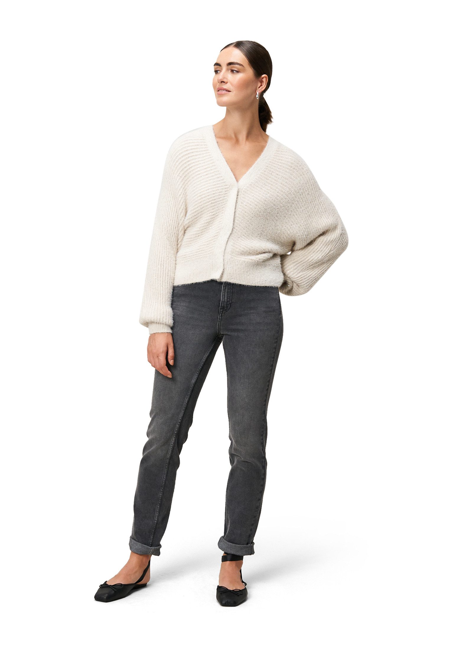 Zero Strickjacke Damen mit Pailletten (1-tlg) Pailletten