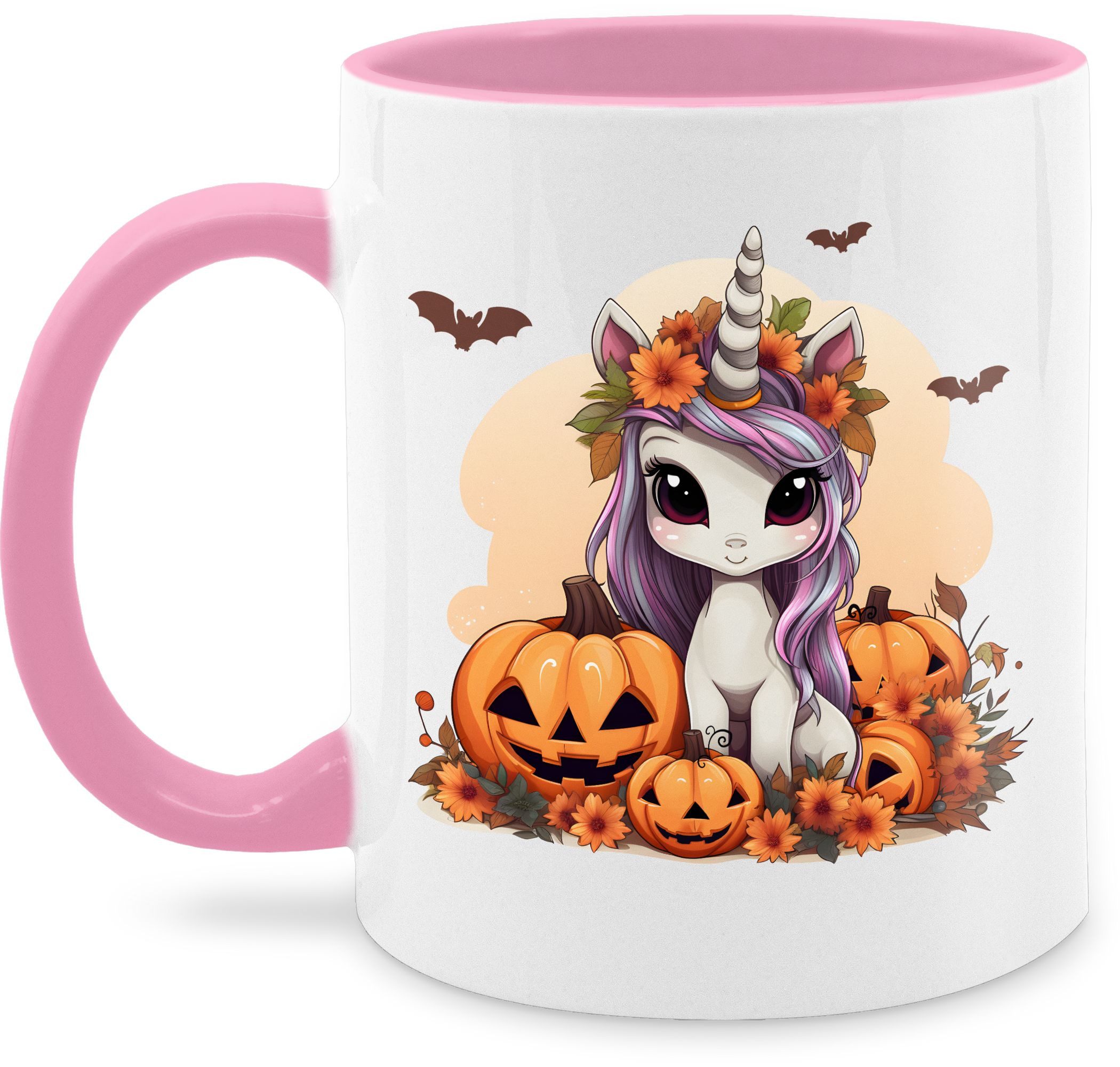Shirtracer Tasse Süßes Einhorn Halloween Unicorn Kürbis, Keramik, Halloween Tassen