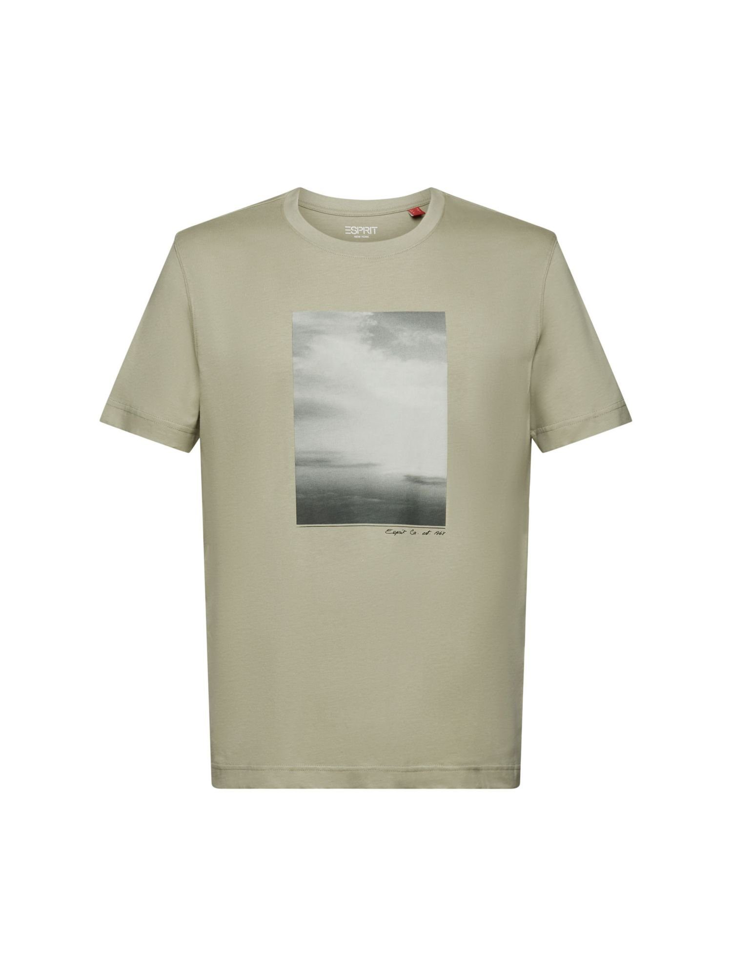Esprit T-Shirt T-Shirt aus Bio-Baumwolle mit Print (1-tlg) DUSTY GREEN