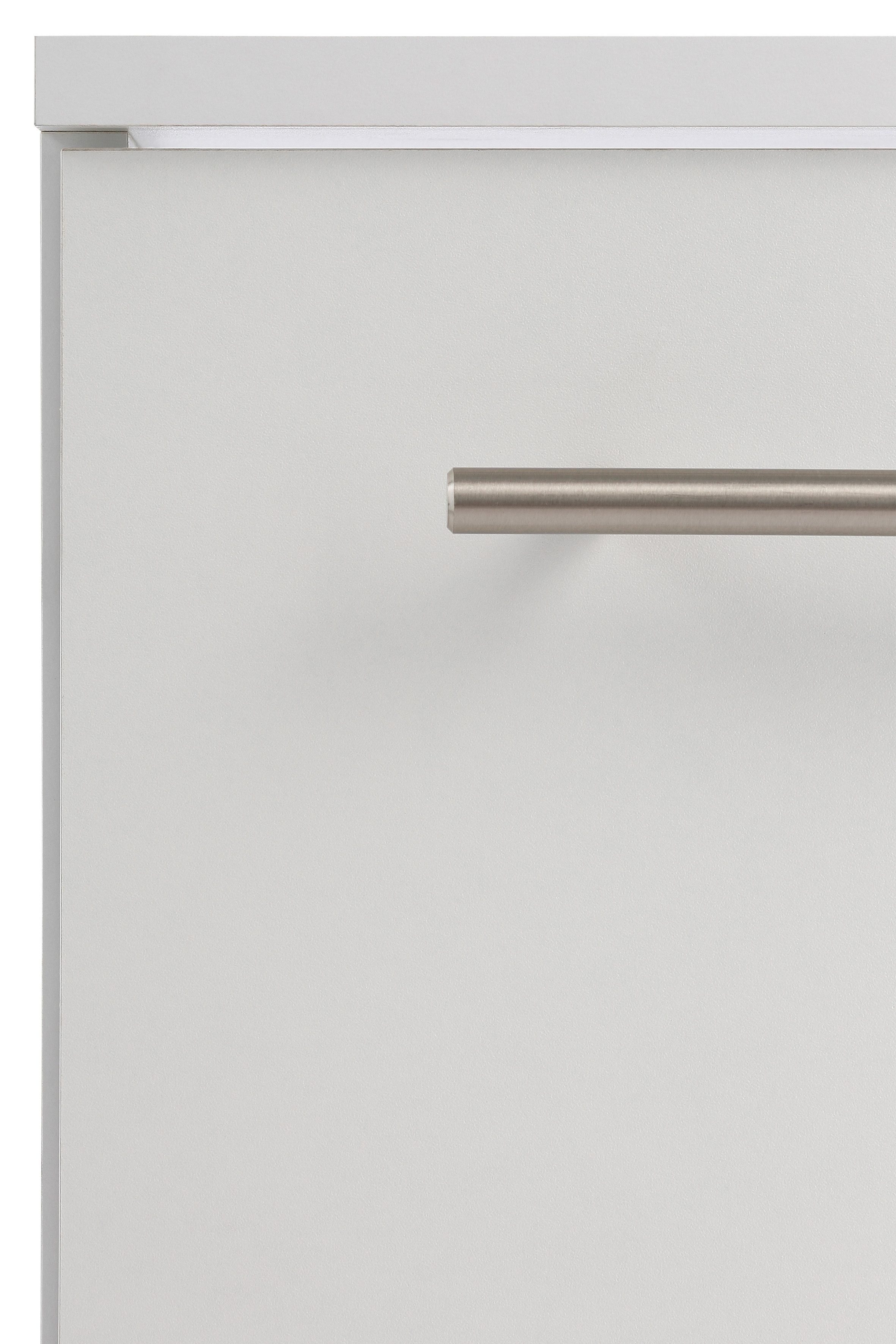 auf 63,5 cm, Emmi Waschbeckenunterschrank Schildmeyer Weiß Rollen Metallgriffe, Höhe