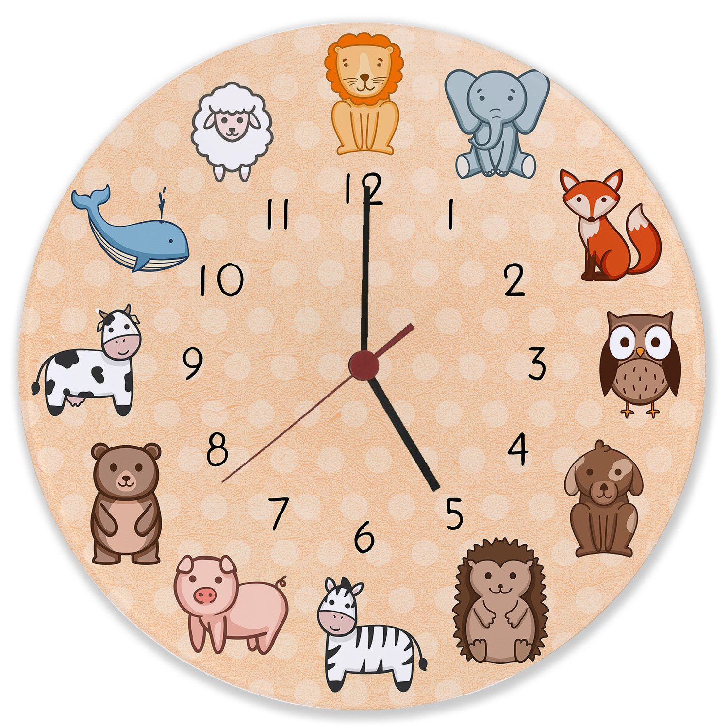 speecheese Wanduhr Kinderuhr mit süßen Tieren Wanduhr aus Glas günstig online kaufen