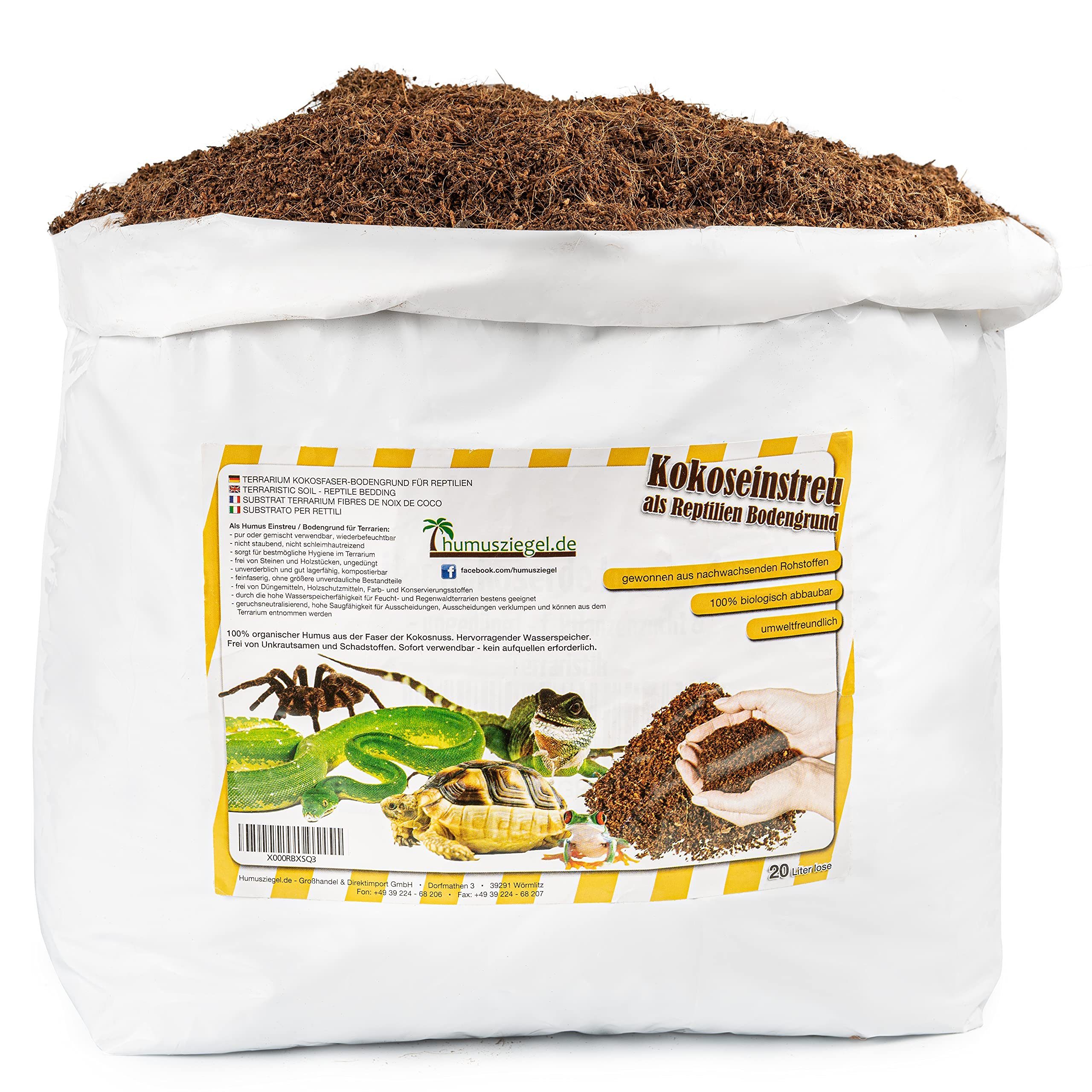 Humusziegel Spezialerde Terrariensubstrat: Natürliche Kokoserde für Reptilien (20 L), Terrariensubstrat: Kokoserde für Reptilien (20 L)