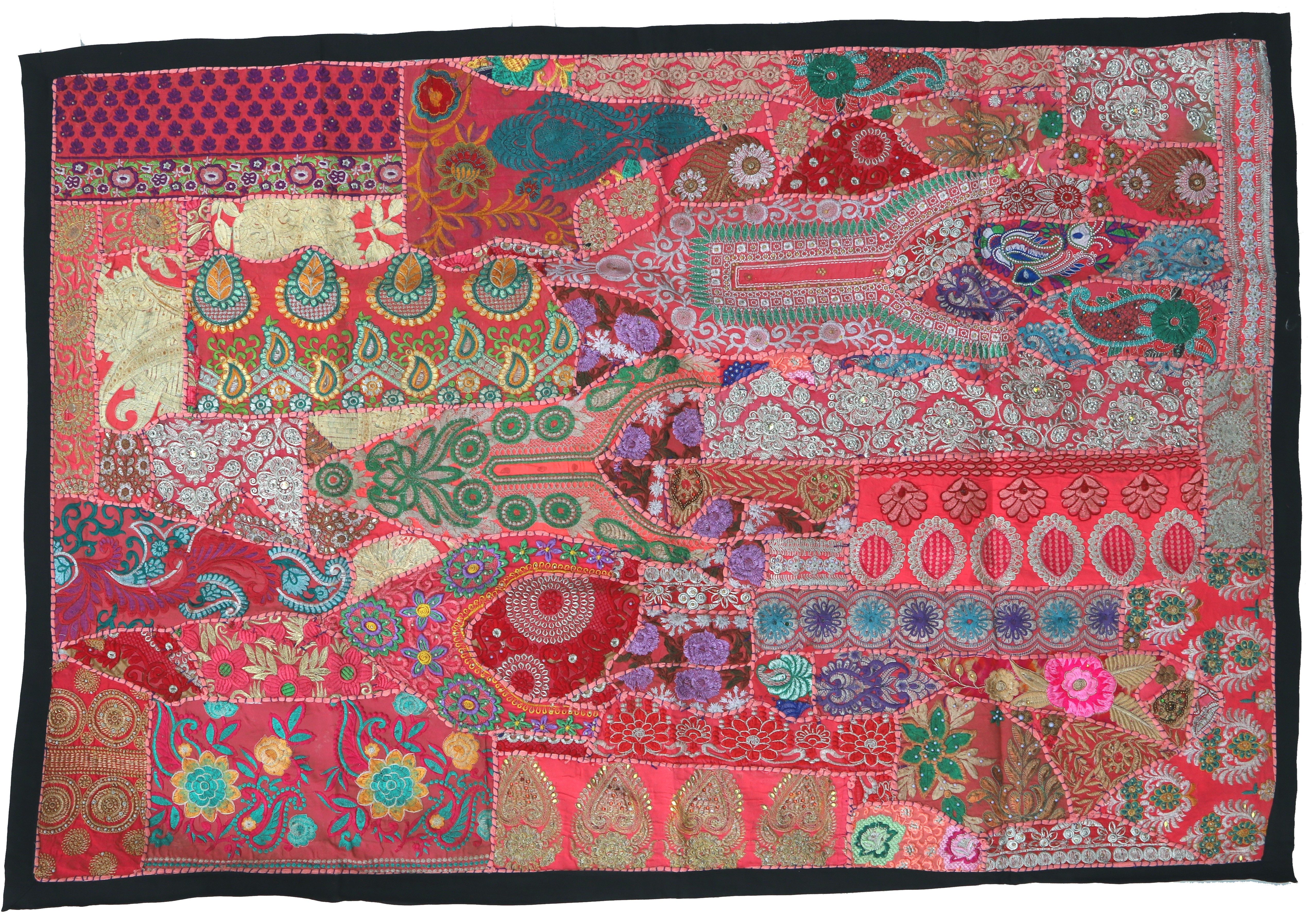 Guru-Shop Wandteppich Indischer Wandteppich Patchwork Wandbehang,.., Höhe: 100 mm