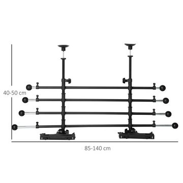 PawHut Hundegitter Trenngitter Autotrennwand mit rutschfesten PVC-Füße Stahl ABS Schwarz (Set, 1 St., Kofferraumgitter verstellbar), 85-140B x 40-50H cm