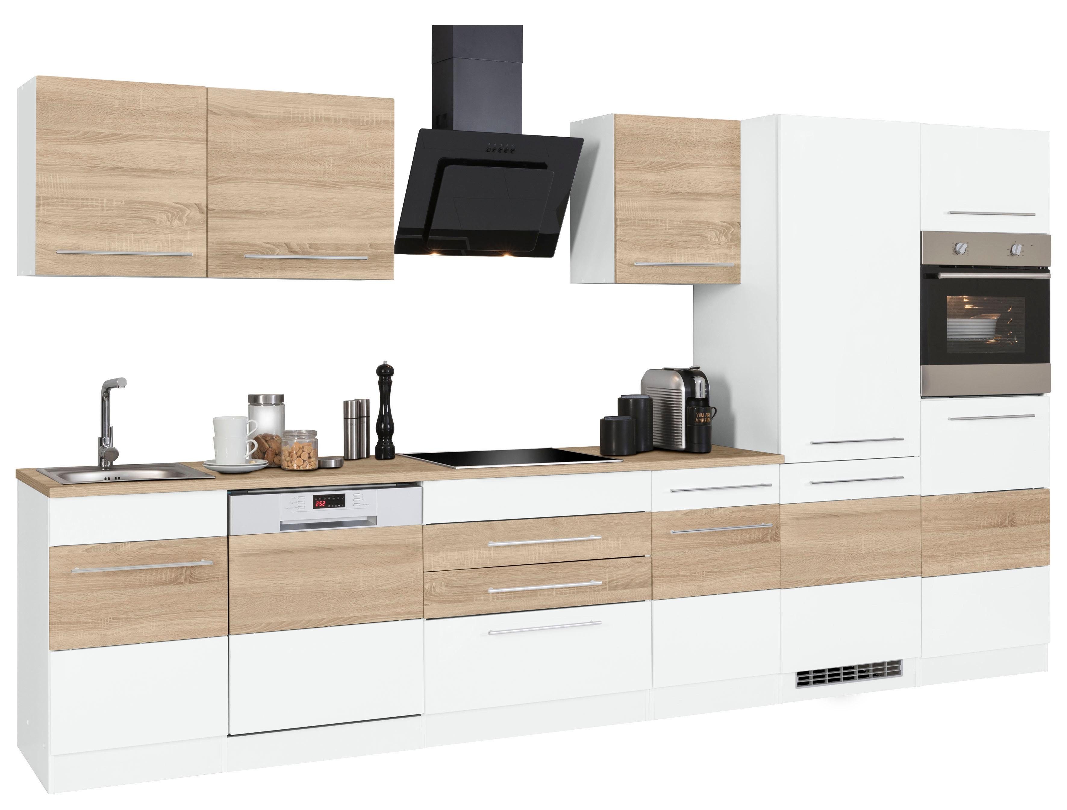 KOCHSTATION Küchenzeile KS-Trient, Breite 360 cm, wahlweise mit E-Geräten, mit Arbeitsplatte