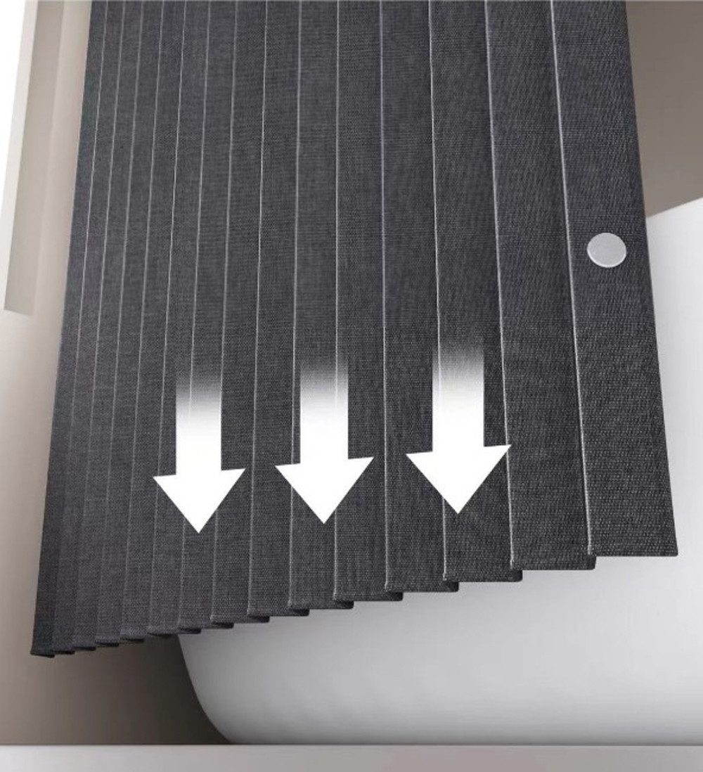 Diwzbyn Duschvorhang Wasserdichter Magnet-Falt-Duschvorhang, Verdickter Leinenoptik-Vorhang Breite 100 cm (1-tlg), Ideal für Badezimmer, Türrahmen, Schlafzimmer und als Raumteiler