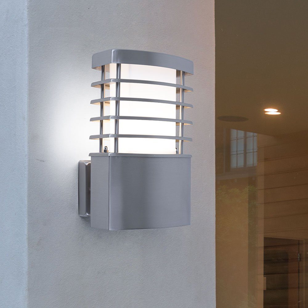 WOFI Außen-Wandleuchte, Leuchtmittel nicht inklusive, Außen Wand Lampe Garten Beleuchtung Terrassen Edelstahl