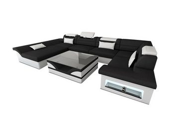 Sofa Dreams Wohnlandschaft Polster Stoff Sofa Couch Enzo U Form Stoffsofa, mit LED, wahlweise mit Bettfunktion als Schlafsofa, Designersofa