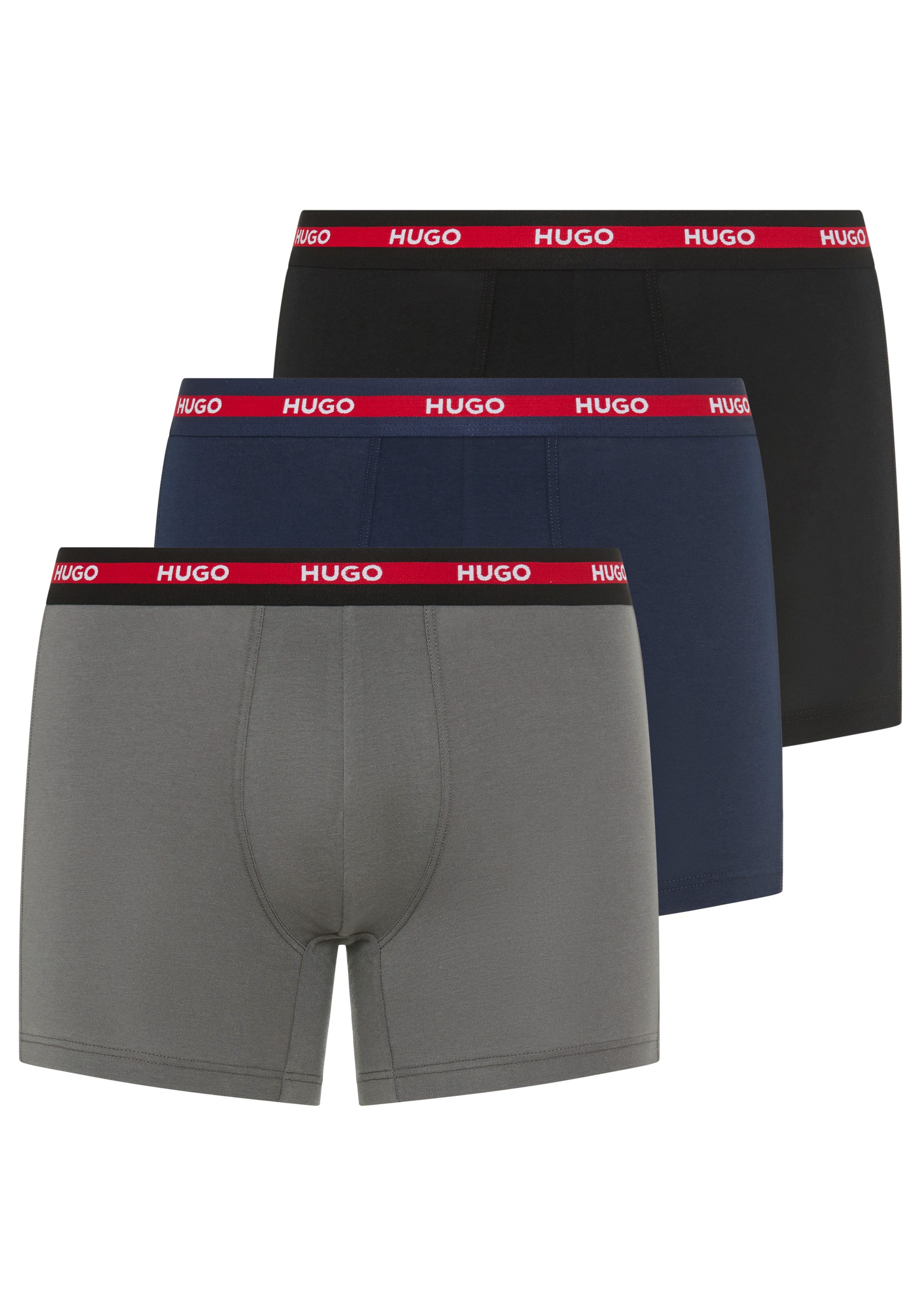 HUGO Trunk BOXERBR TRIPL PLANET kontrastfarbener Bund mit Logo