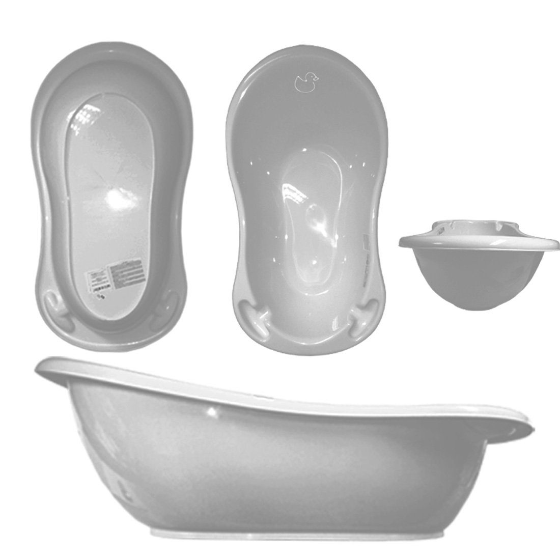 Teile geprüft, - (TÜV DUCK Made Grau 2 Babybadewanne Wanne, Weiß in Badesitz ** Tega-Baby Rheinland Set), + Badewanne - Premium Wwanne Gestell SET + ** Ständer Europe Baby