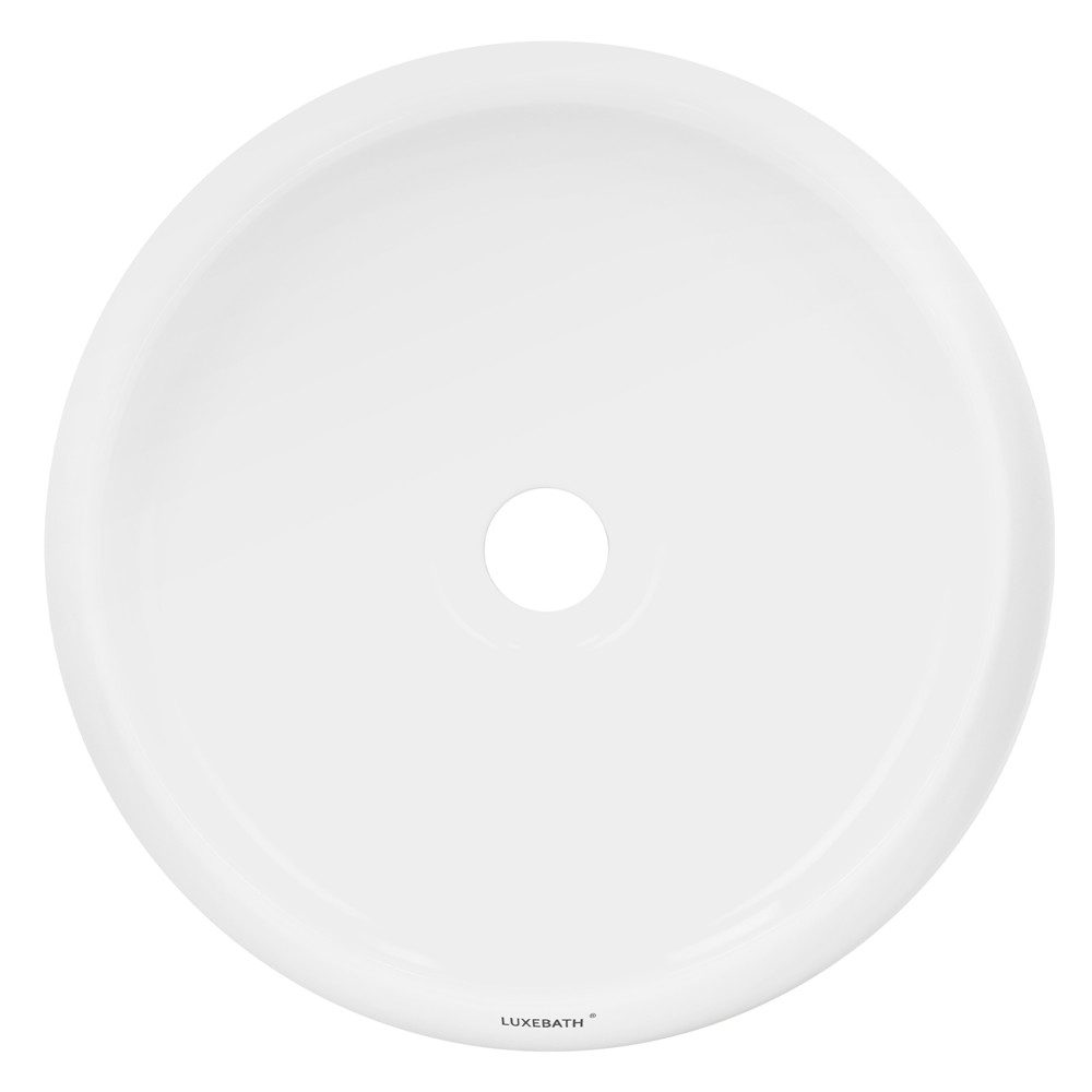 LuxeBath Waschbecken Aufsatzwaschbecken aus Keramik Handwaschbecken Wasserfall Waschtisch, Aufsatzwaschtisch Waschschale Rund Ø 350x120 mm Weiß Spülbecken