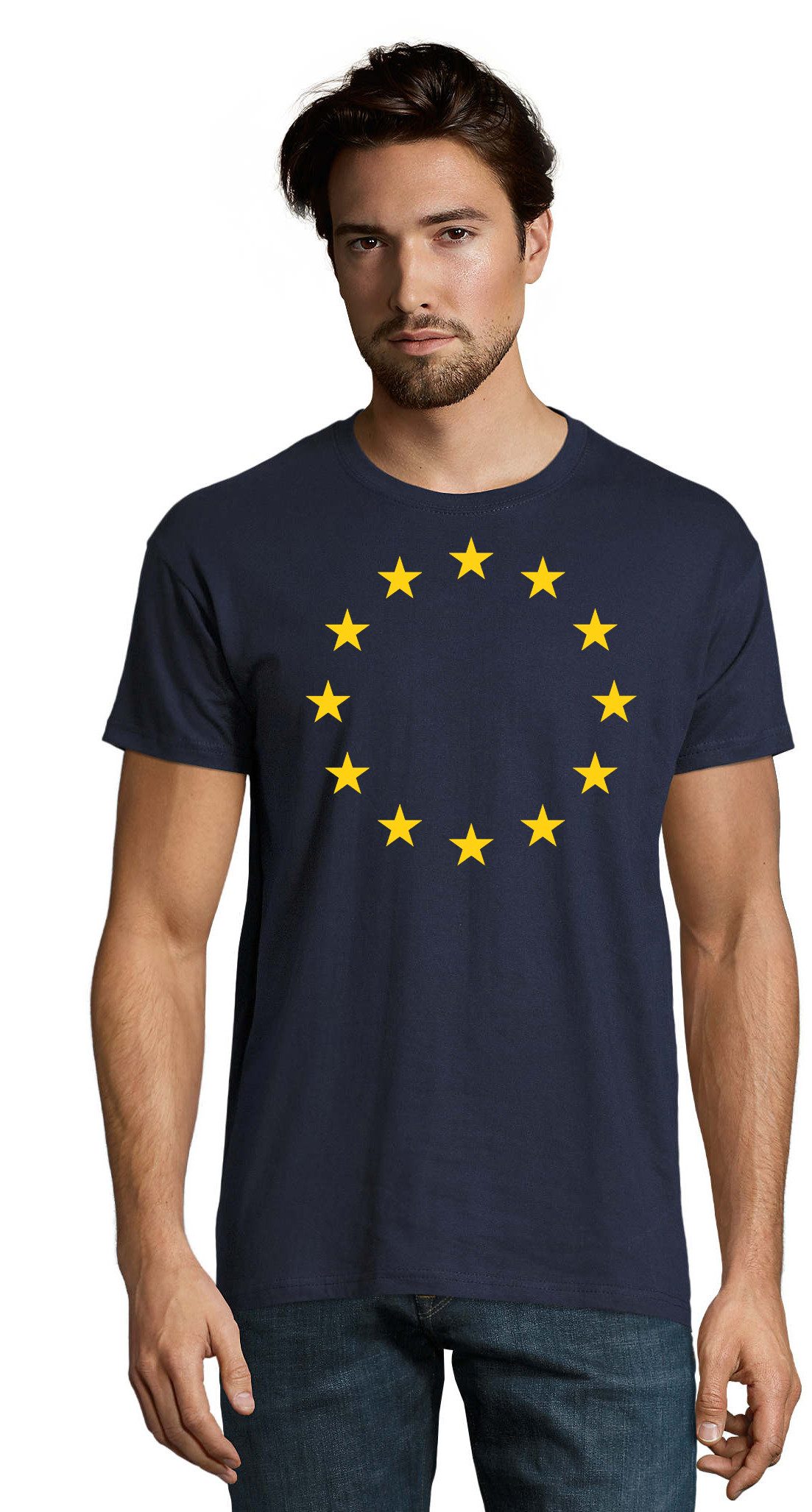 T-Shirt EUSterne Herren T Shirt Europa Sterne Print Rundhals Shirt