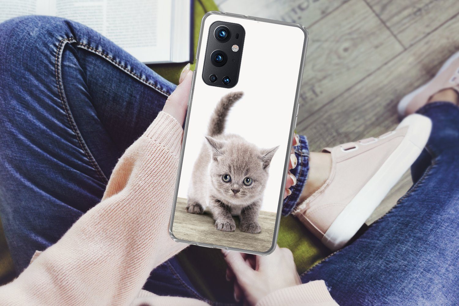 MuchoWow Handyhülle für OnePlus 9 Pro Kätzchen - Katze - Haustiere - Jungen - Kinder - Mäd, Phone Case, Silikon, Schutzhülle Dünn