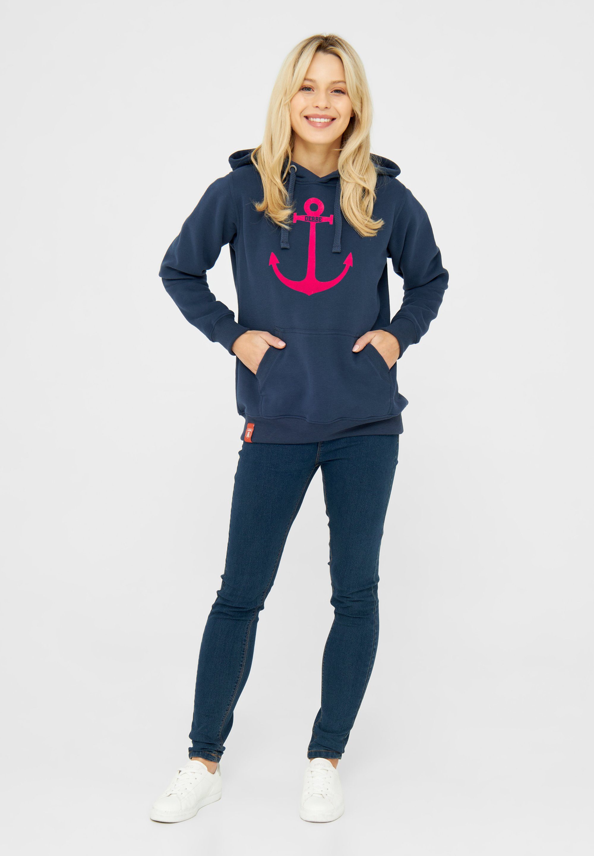 Anker Hoody Derbe Kapuzenpullover Kapuzensweatshirt Damen navy