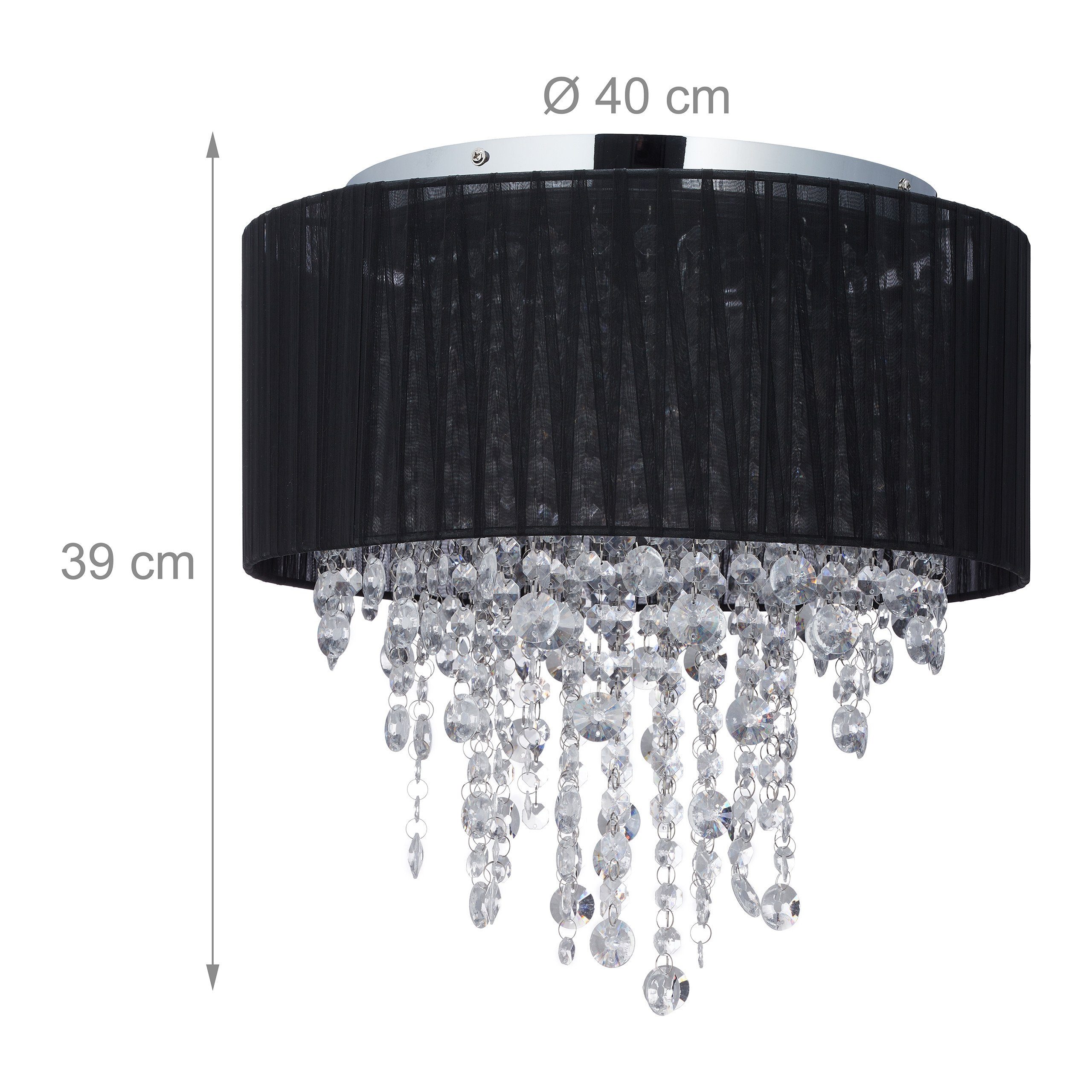 relaxdays Deckenleuchte Deckenlampe Organza Kristall, 5-flammige Beleuchtung mit G9-Fassung, 5 x G9-Leuchtmittel (max. 25 W), nicht enthalten – Bild 4 von 5