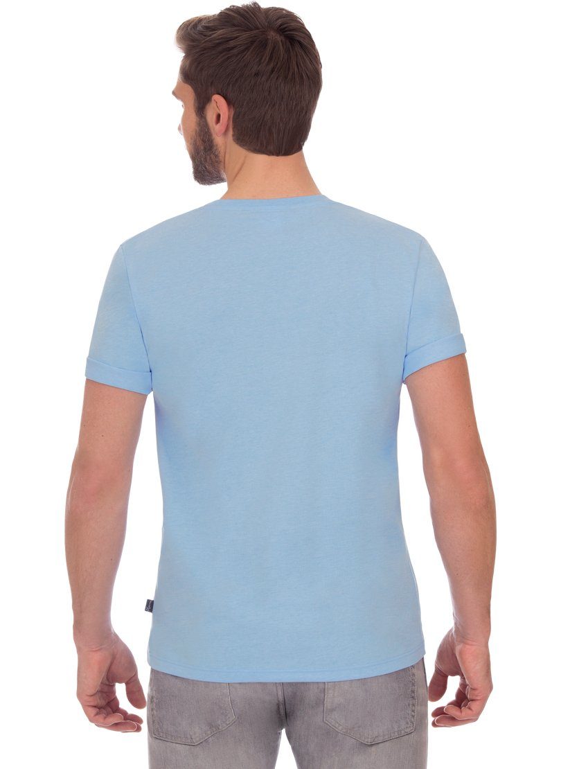 Trigema iceblue-melange DELUXE TRIGEMA Baumwolle T-Shirt V-Shirt