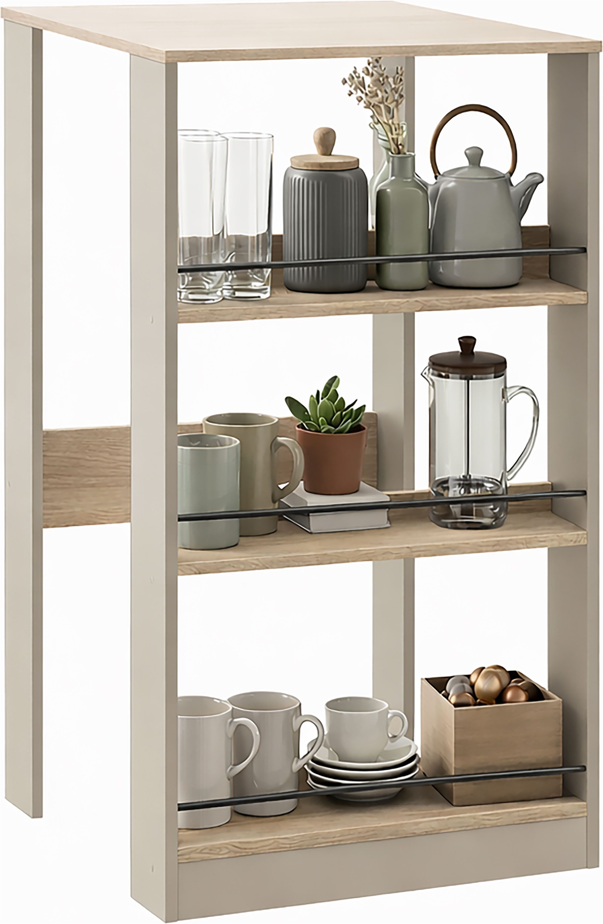 KOCHSTATION Küchentisch KS-Kolari (1-St), Breite 58 cm, mit 3 offenen Fächern