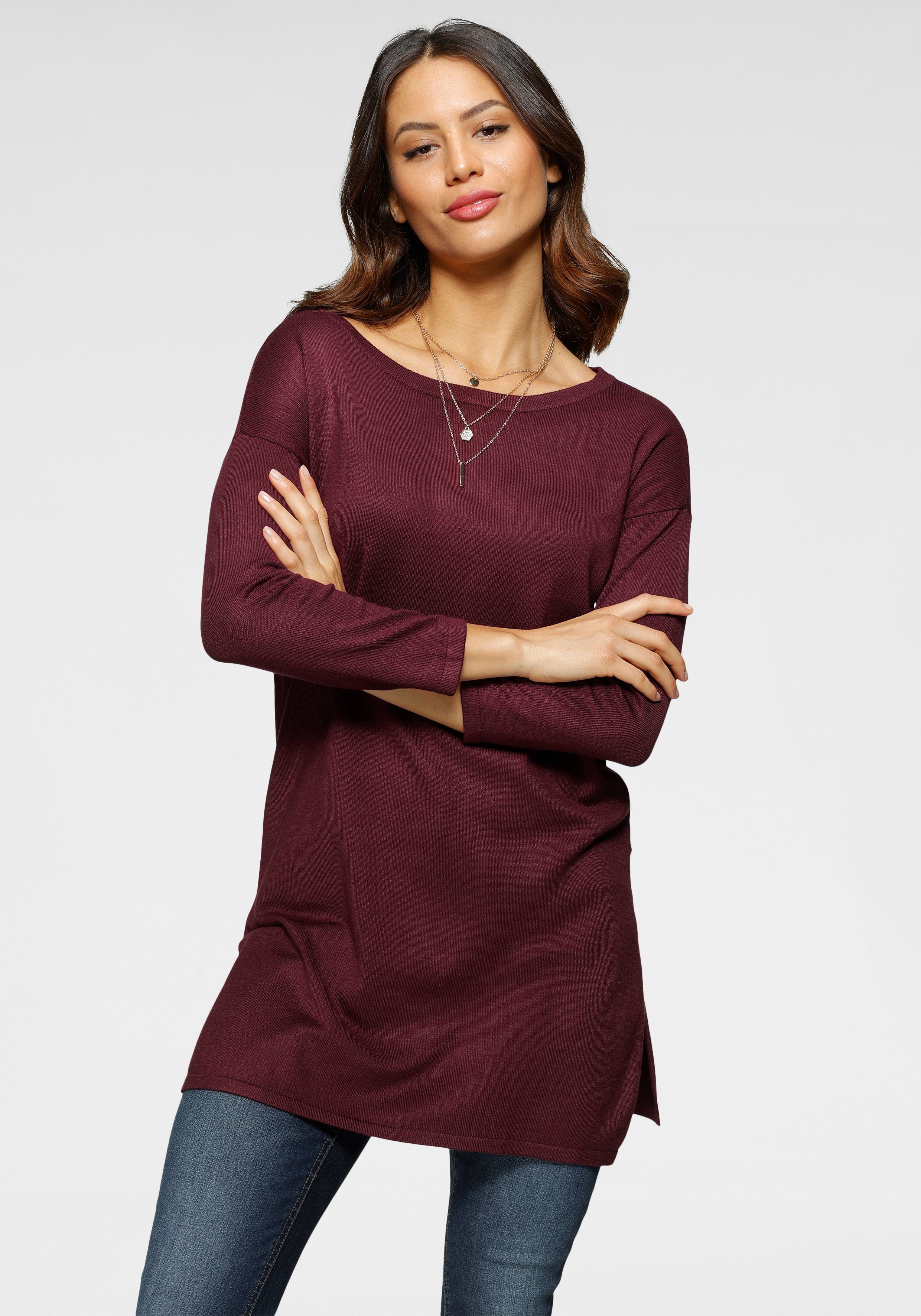 Laura Scott Longpullover mit Seitenschlitzen günstig online kaufen