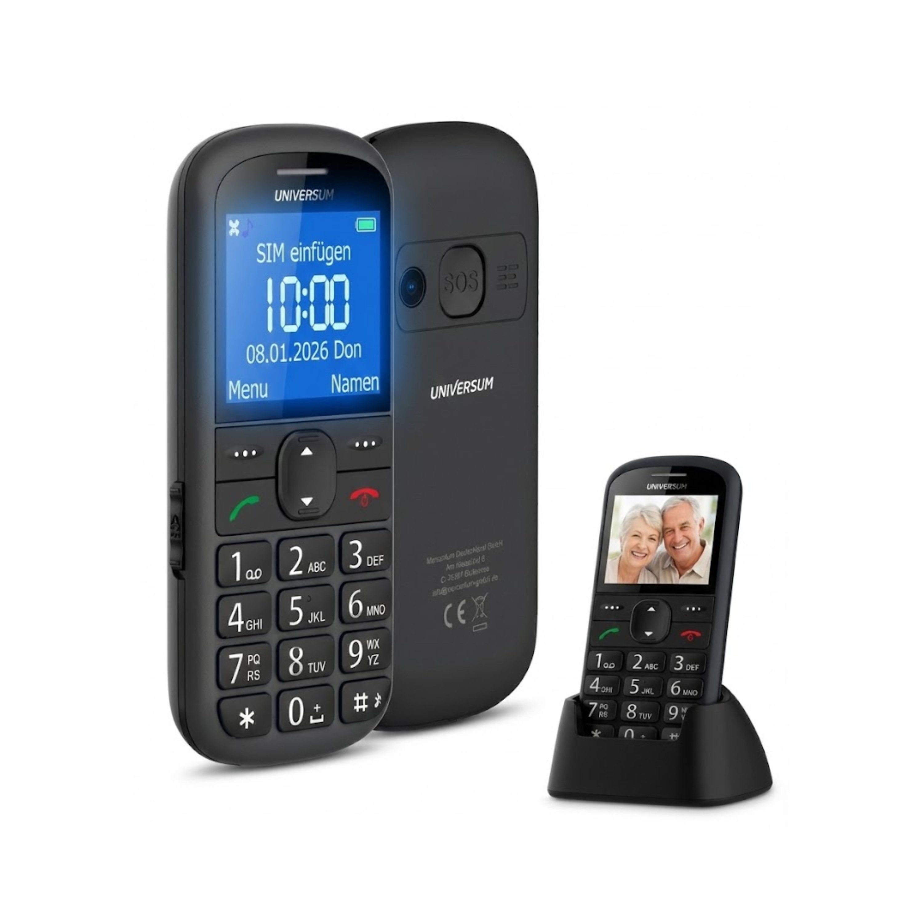 Universum W60-C Seniorenhandy (5.6 cm/2.2 Zoll, Große Tasten, Sprachansage, Notruf, Radio, USB-C, Bluetooth)