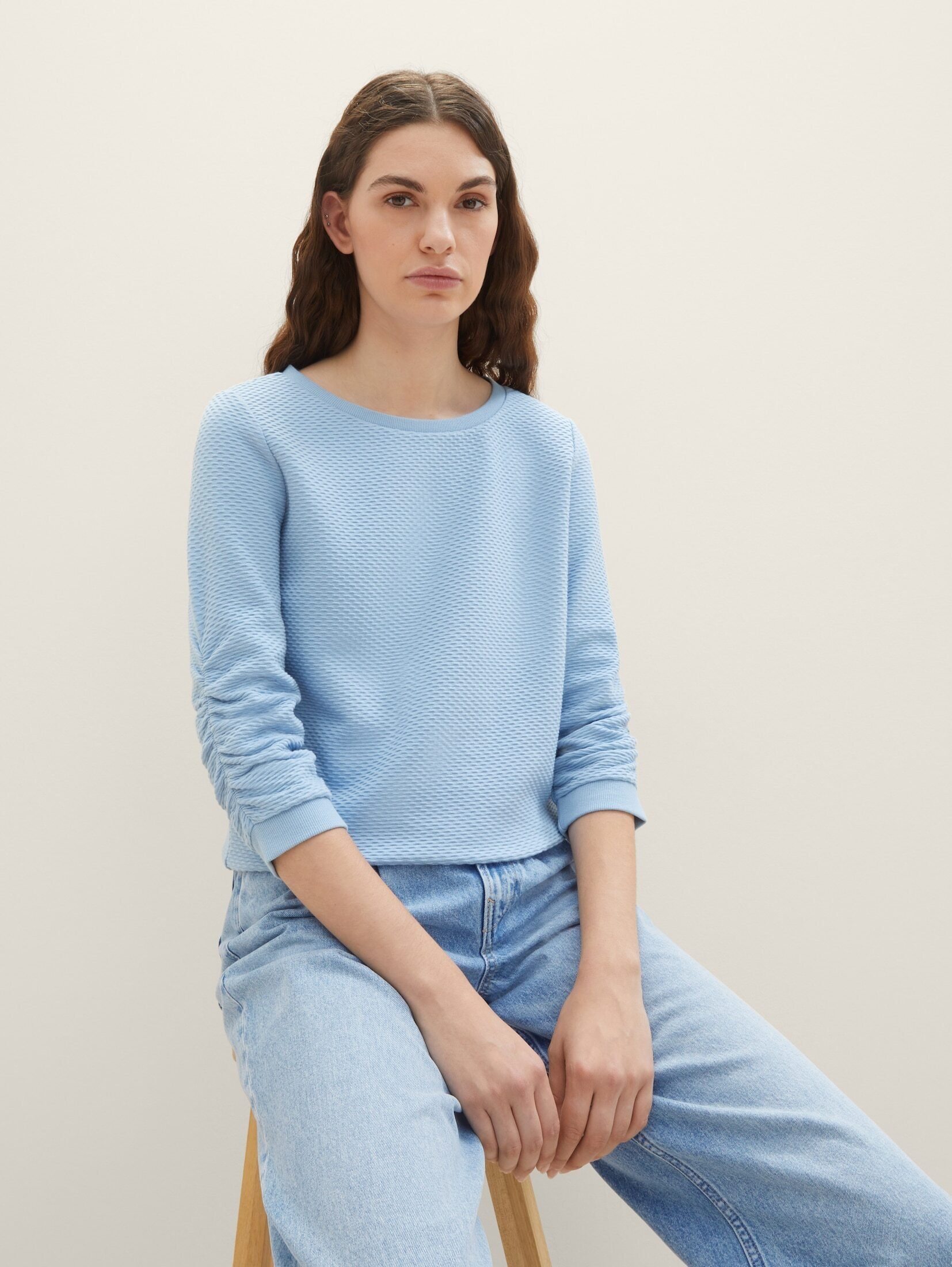 Soft TAILOR Sweatshirt TOM Sweatshirt Charming Blue Strukturiertes Denim