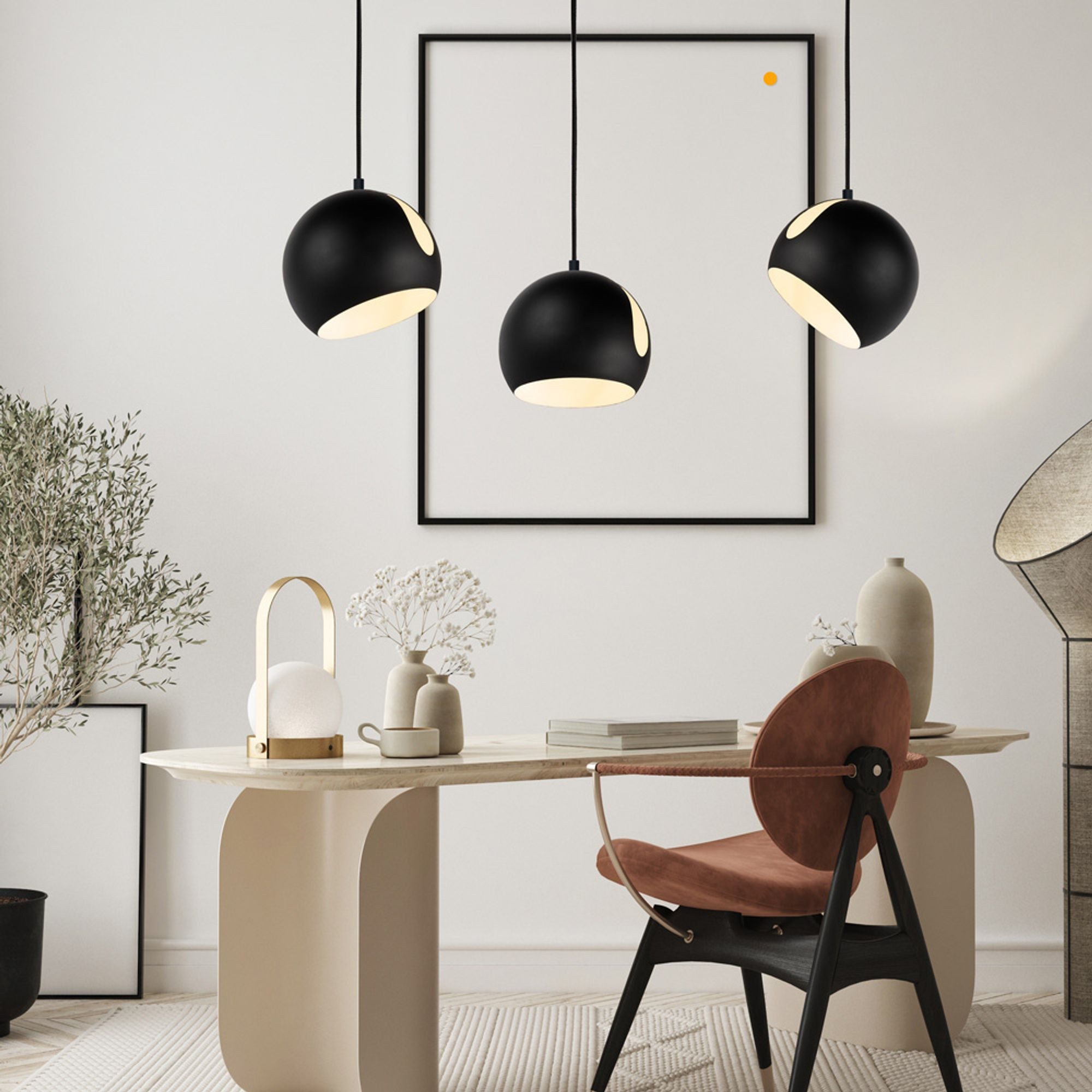s.luce Pendelleuchte Ball Esstischlampe 1-Phase-Schiene 200cm Ø 20cm Mitteleinsp. Weiß