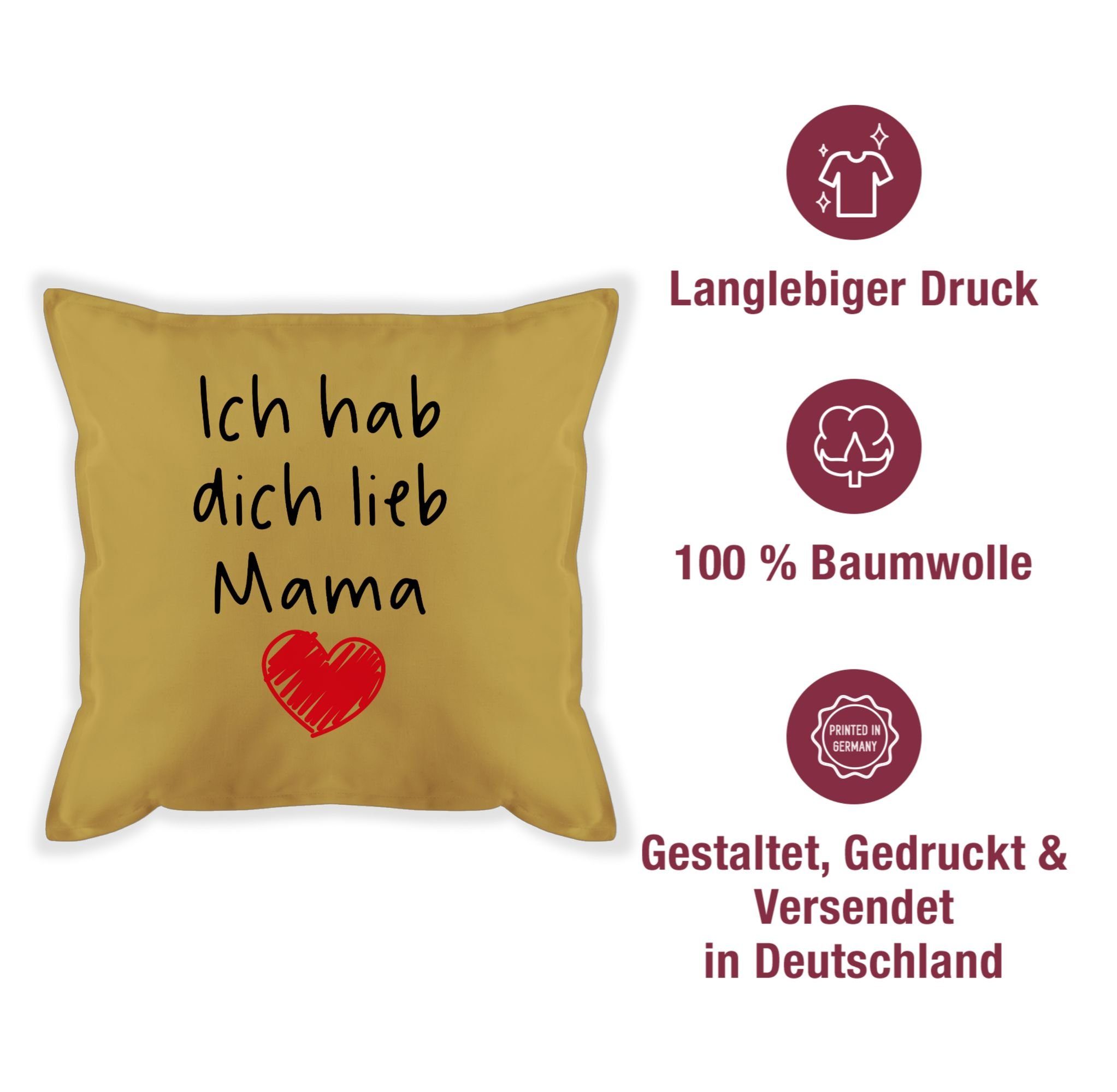 Mama, dich lieb Shirtracer Gelb 2 hab Ich Dekokissen Muttertagsgeschenk