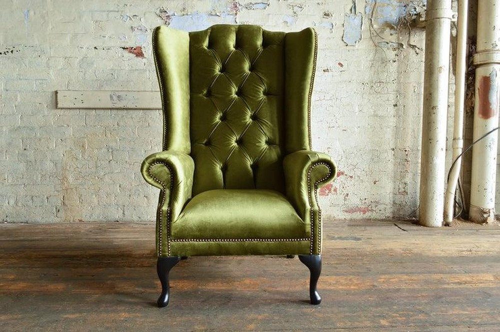 Ohrensessel Chesterfield Einzelsofa Fernsehstuhl Stoff Couch Sitzmöbel