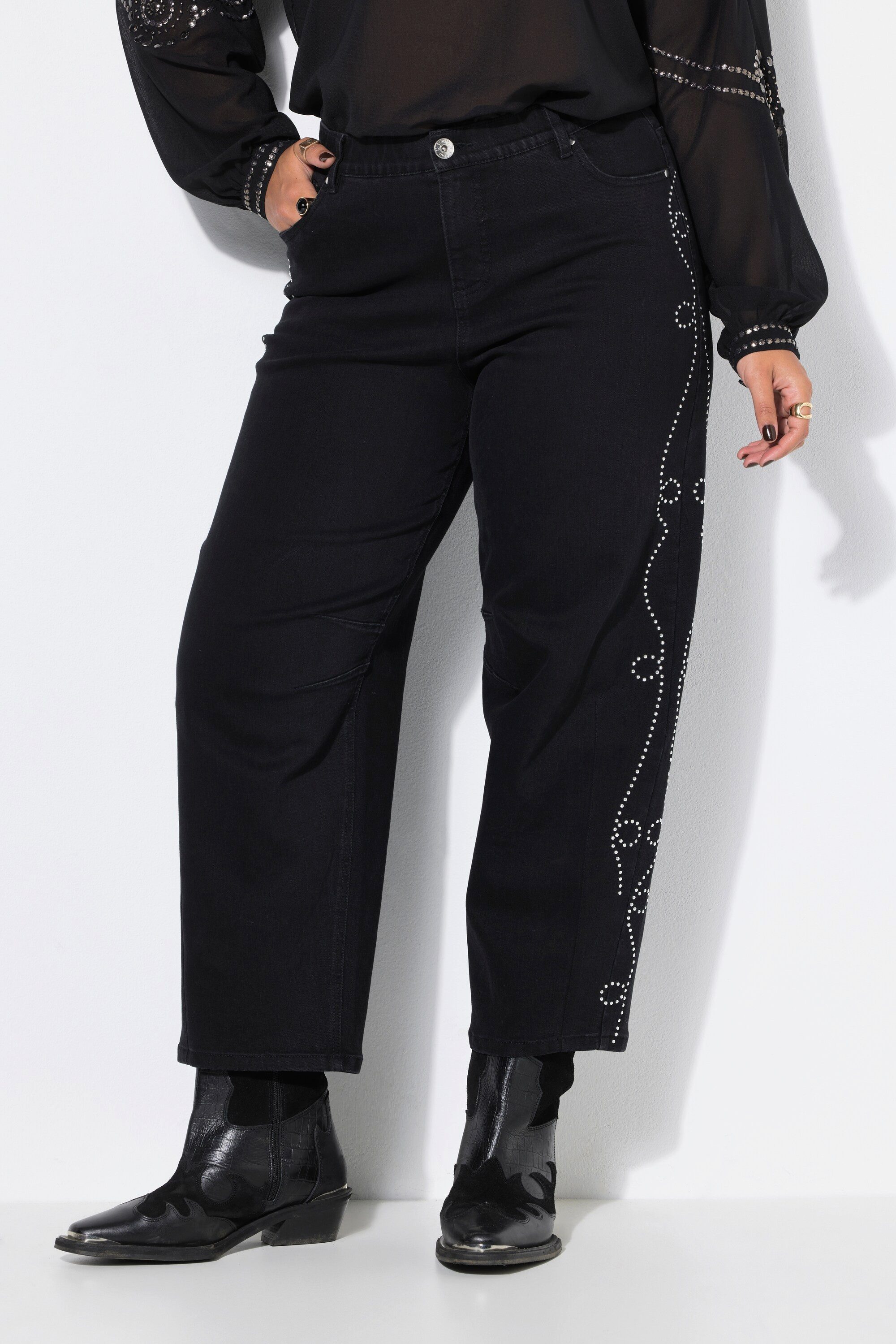 Studio Untold Regular-fit-Jeans Barreljeans Ballon Legs Ziernieten-Muster