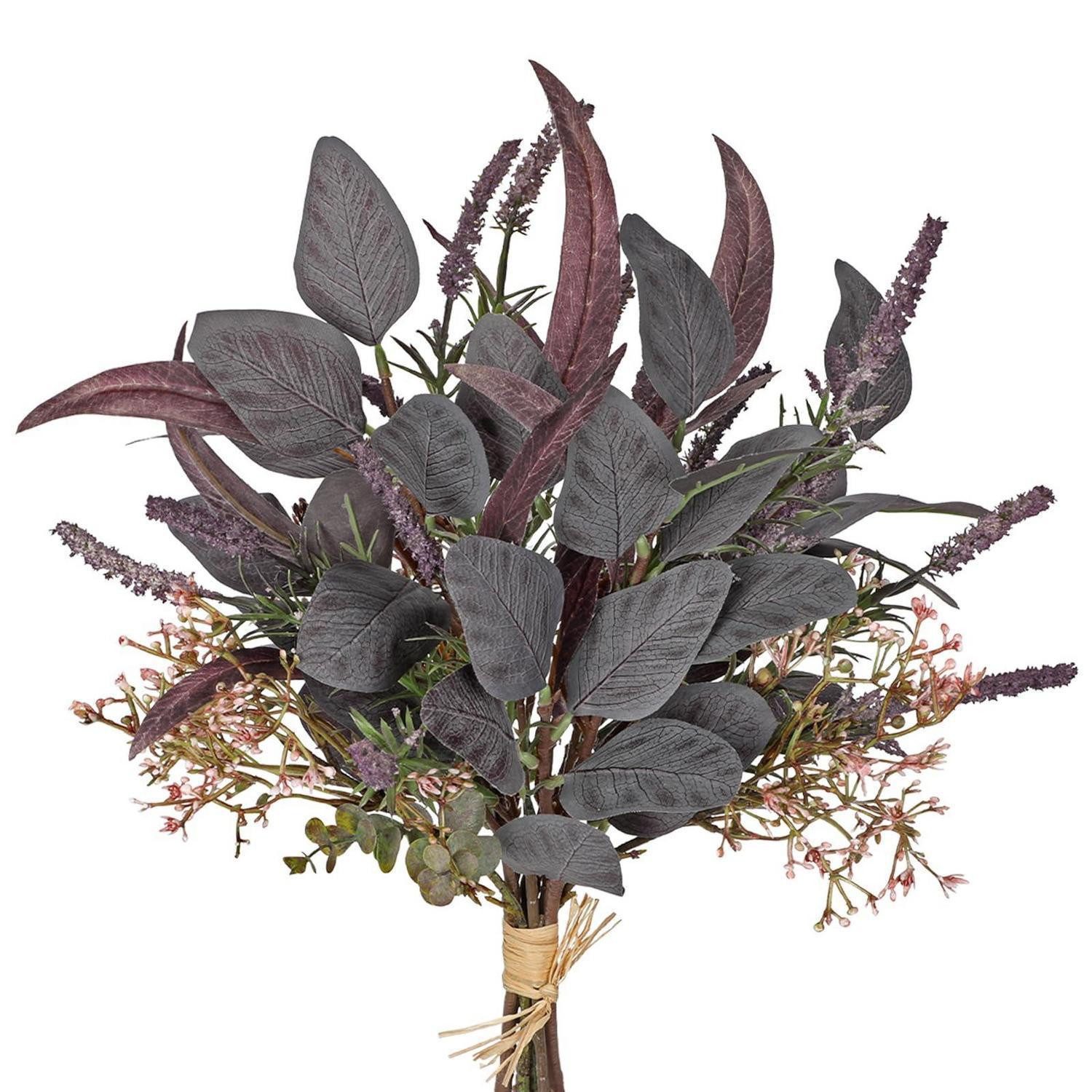 Kunstblumenstrauß Künstlicher Eukalyptus Strauß Deko 48cm Violett, LuxusKollektion, Höhe 7 cm