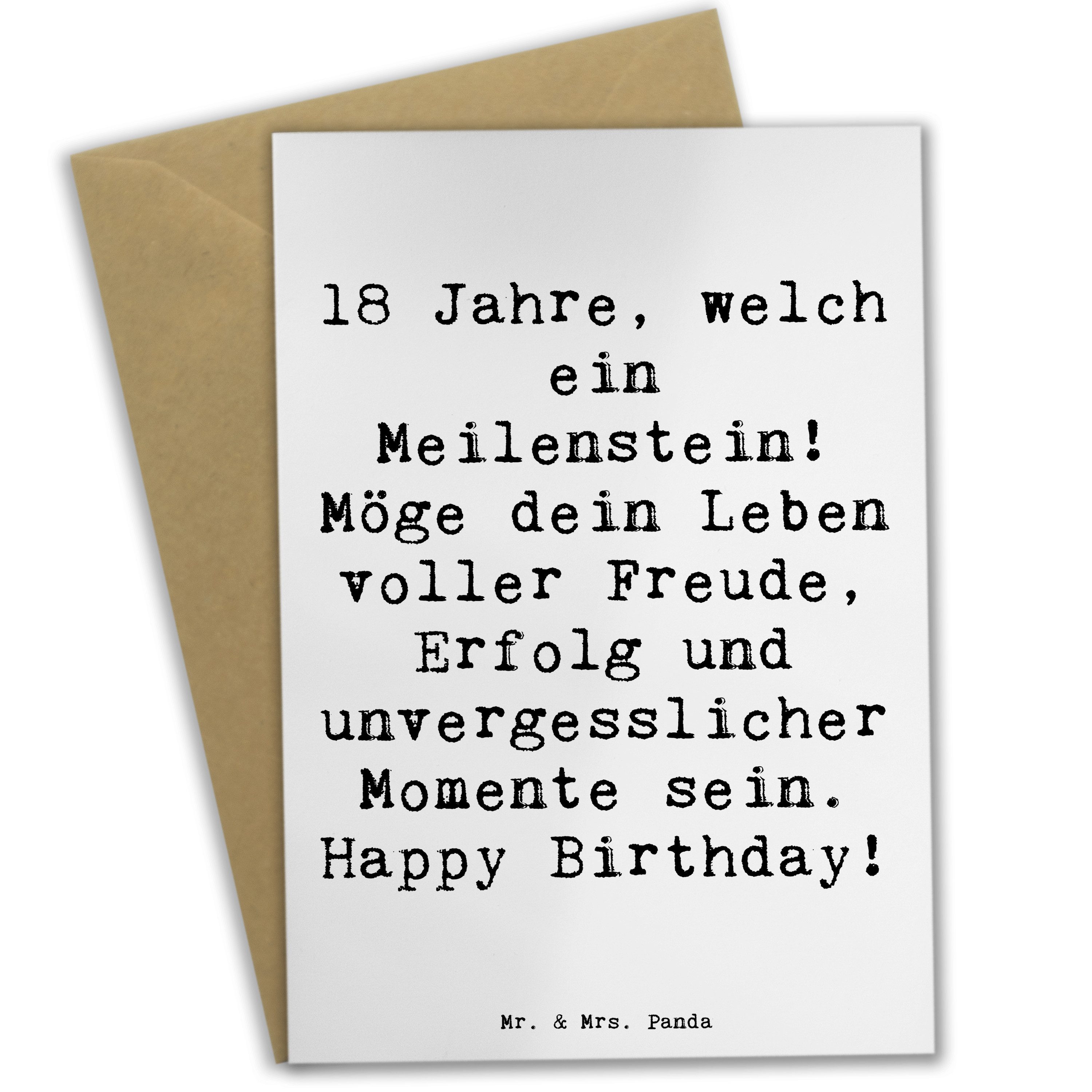 Grußkarte Spruch 18. Geburtstag Meilenstein - Weiß - Geschenk, Erwachsenwerden