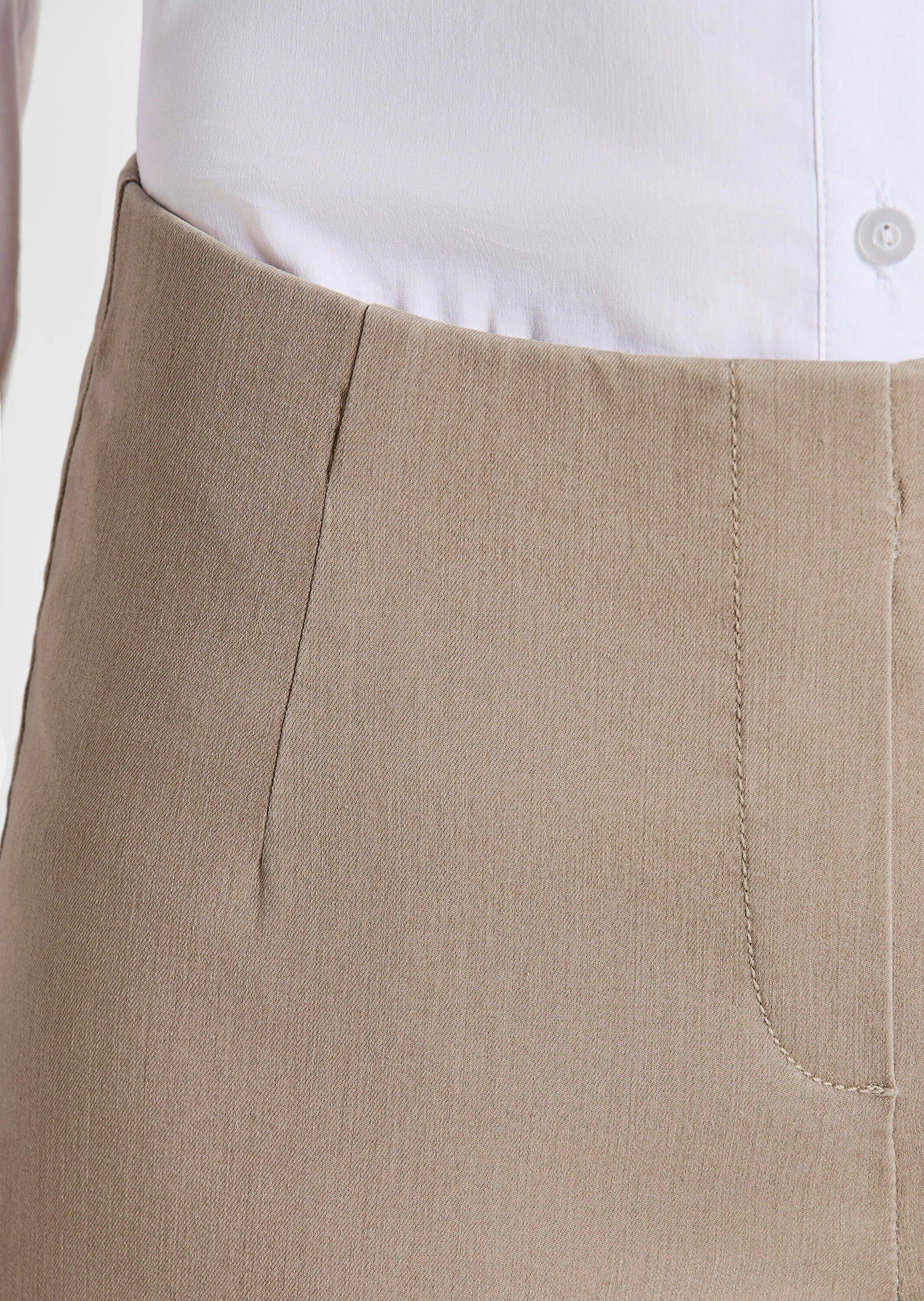 GOLDNER Stoffhose Jerseyhose mit Schlupfbund Stoffhose mit Reißverschluss-Optik und Knöchellänge