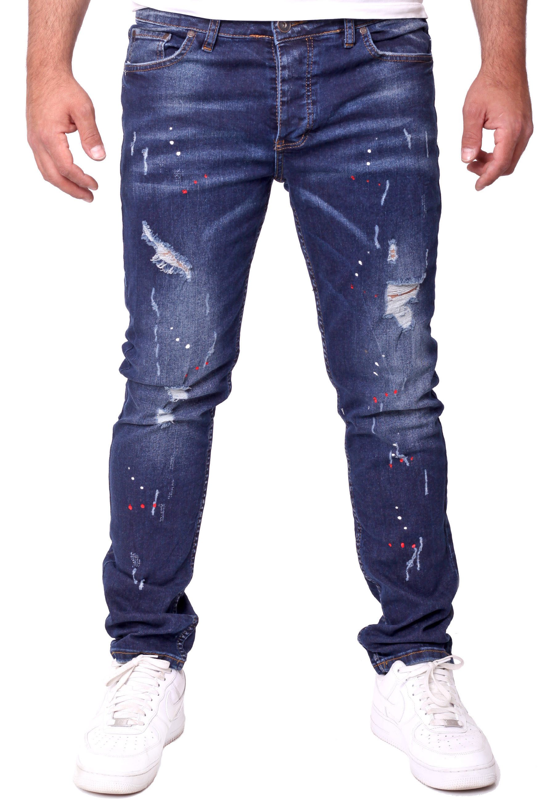 Reslad Destroyed-Jeans Reslad Jeans Herren Color-Splashes Stretch Denim Des günstig online kaufen