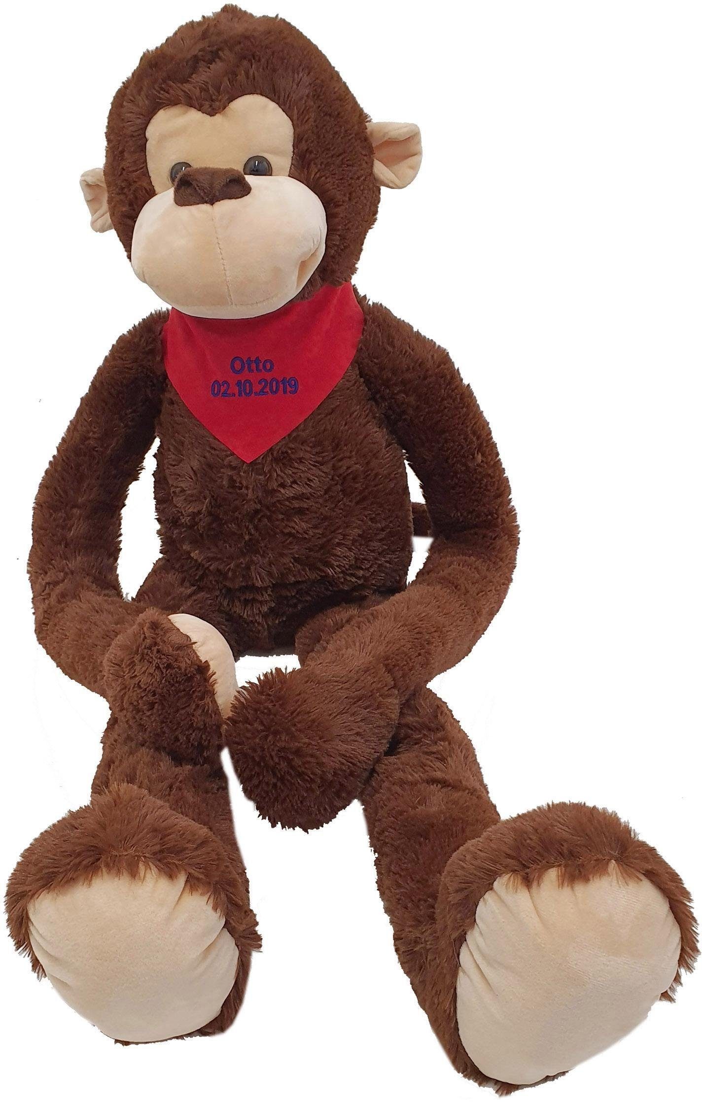 Heunec® Kuscheltier Misanimo, Affe schlenkernd, 100 cm, mit individuell bestickbarem Halstuch