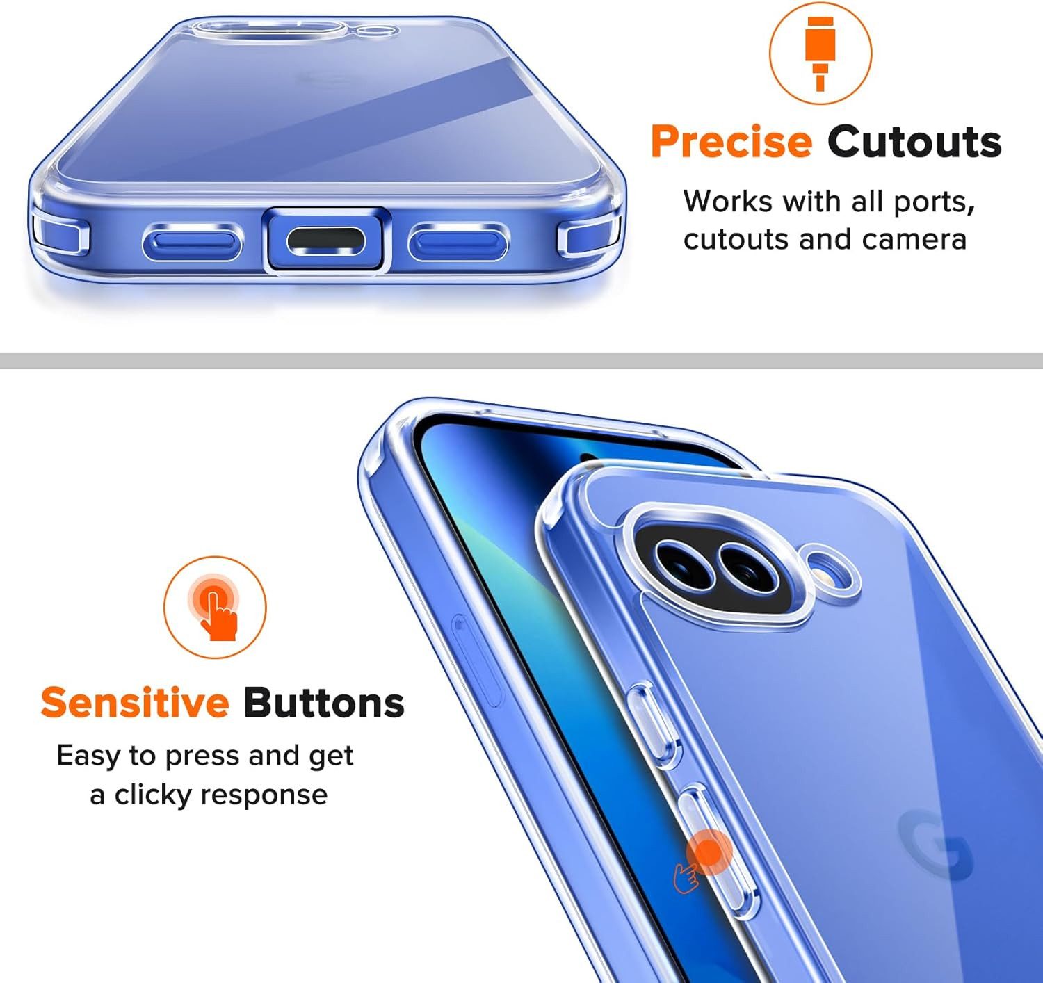 MSM Protech Handyhülle Hülle + 2X Schutzglas für Google Pixel 10A Panzerfolie Full Case Klar – Bild 3 von 5