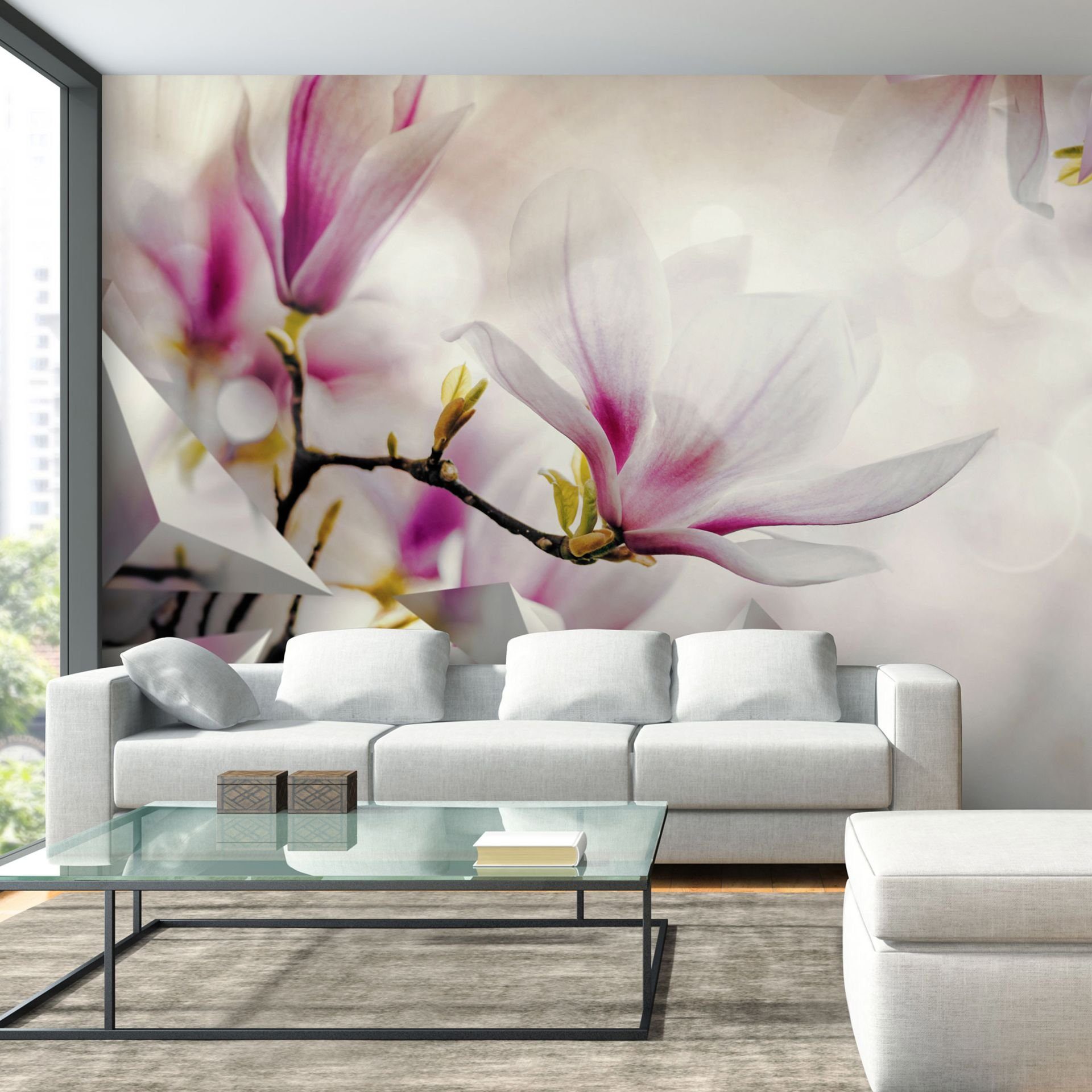 KUNSTLOFT Vliestapete Subtle Magnolias - Third Variant 1x0.7 m, halb-matt, lichtbeständige Design Tapete