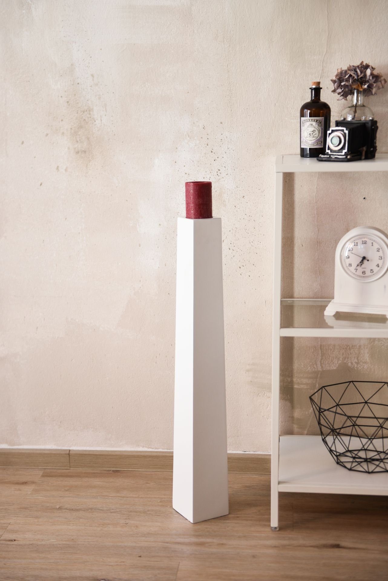 VIVANNO Bodenwindlicht Fiberglas OBELISK Säule - Weiß Matt (1 St), 11x11x80 cm – Bild 4 von 5