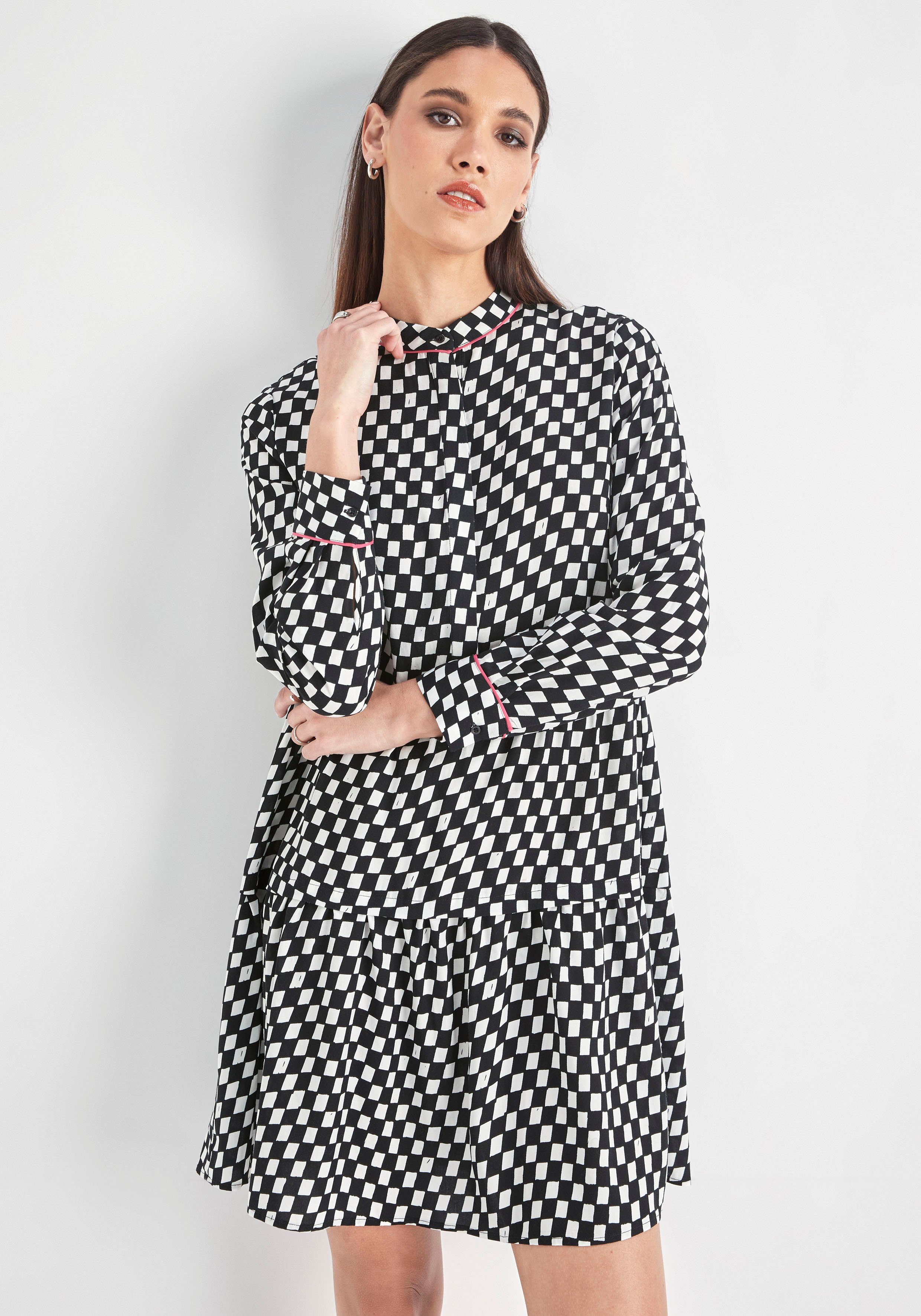 HECHTER PARIS Blusenkleid mit Print schwarz weiß | Gemusterte Kleider