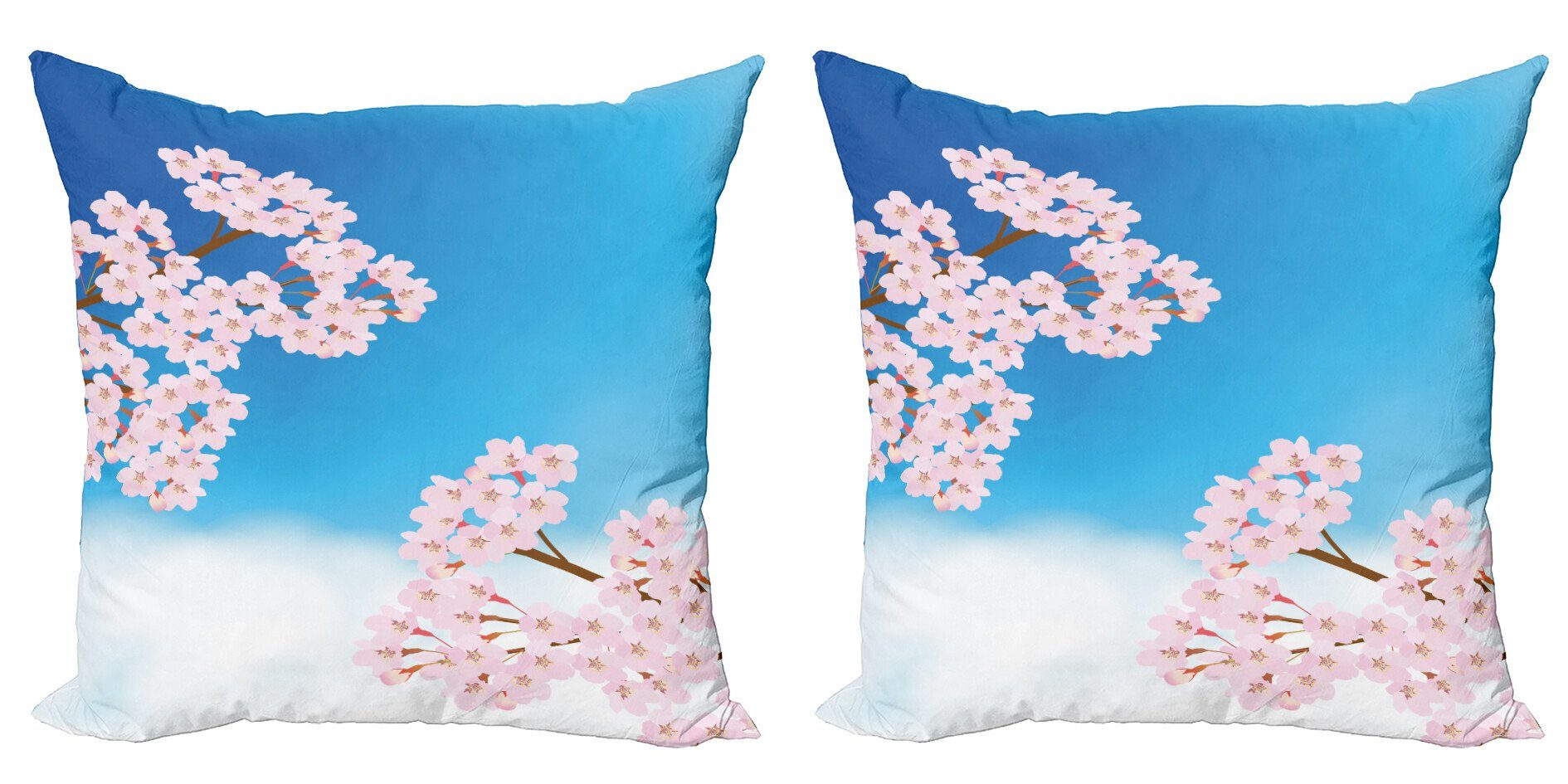 Kissenbezüge Modern Accent Doppelseitiger Digitaldruck, Abakuhaus (2 Stück), Blau Und Pink Kirschblüten-Himmel
