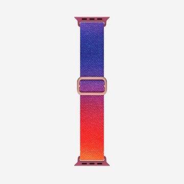 FIDDY Smartwatch-Armband Gewebtes Uhrenarmband mit Farbverlaufsmuster für die Apple Watch, Passend für 42/44/45/49 mm mit verstellbarem Schultergurt