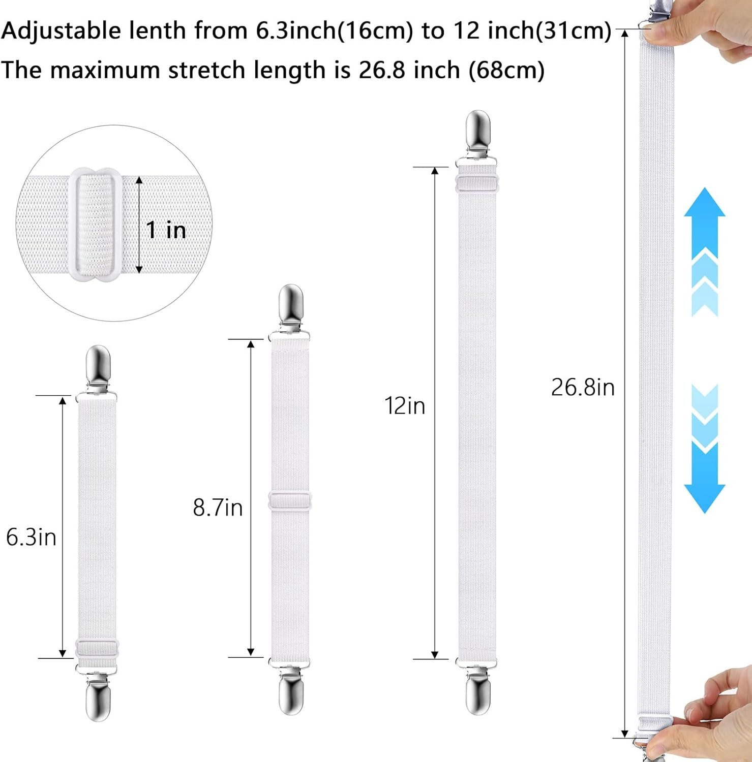 FELIXLEO Spannbettlaken 12er Pack verstellbare Bettlakenspanner elastische Lakenspanner, (1 Stück) – Bild 2 von 5